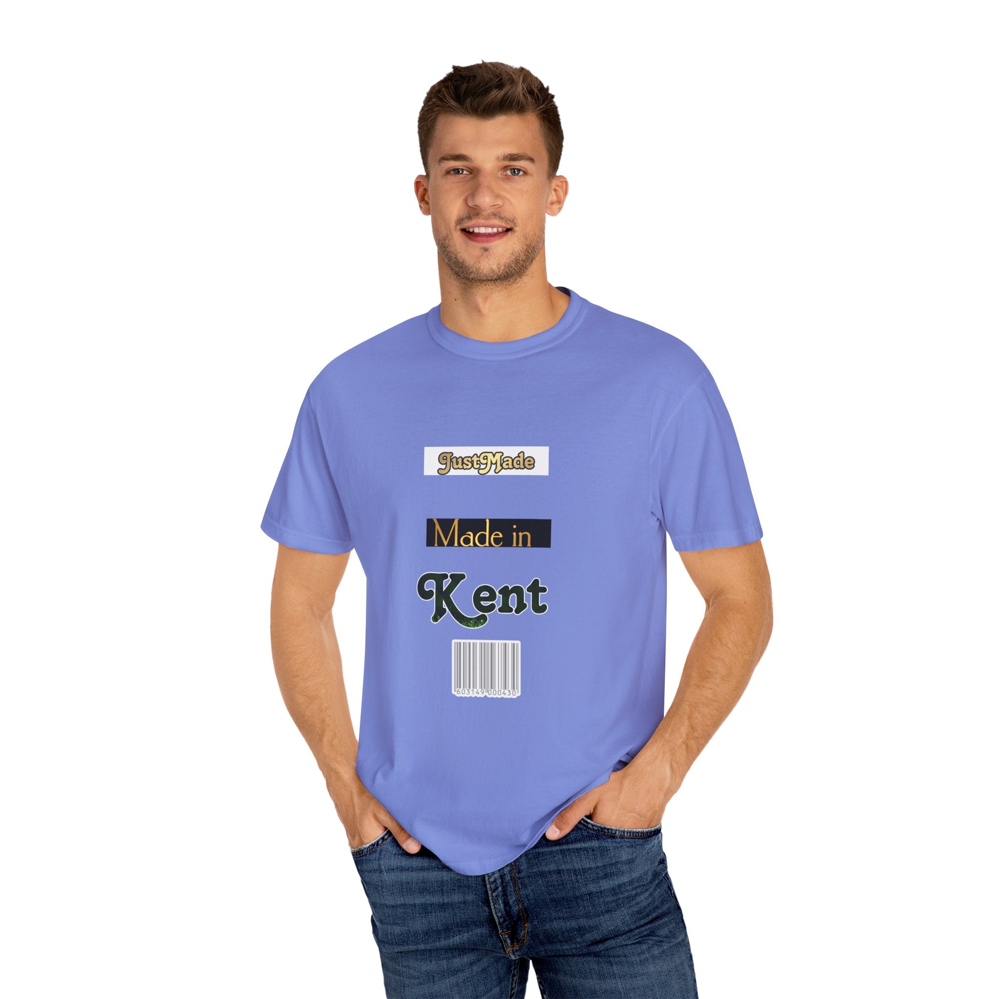 Kent Made Garment-Dyed T-shirt, Unique Gift, Casual Wear, Summer Style, Eco-Friendly Fashion, Handmade in Kent