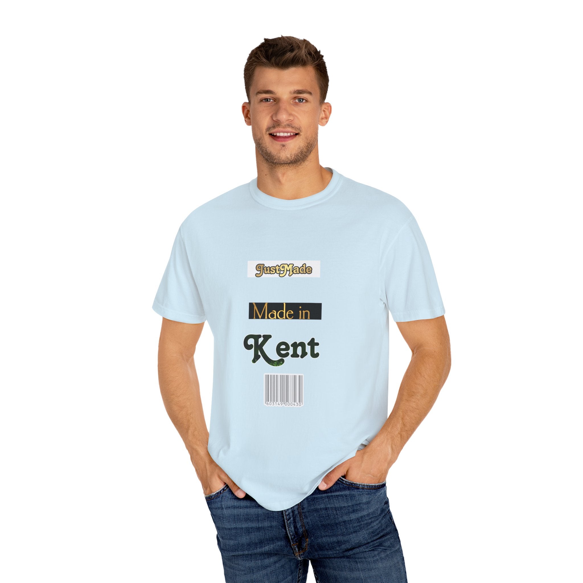Kent Made Garment-Dyed T-shirt, Unique Gift, Casual Wear, Summer Style, Eco-Friendly Fashion, Handmade in Kent