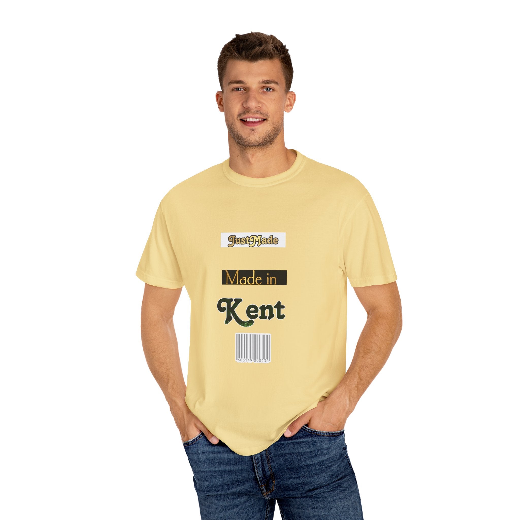Kent Made Garment-Dyed T-shirt, Unique Gift, Casual Wear, Summer Style, Eco-Friendly Fashion, Handmade in Kent