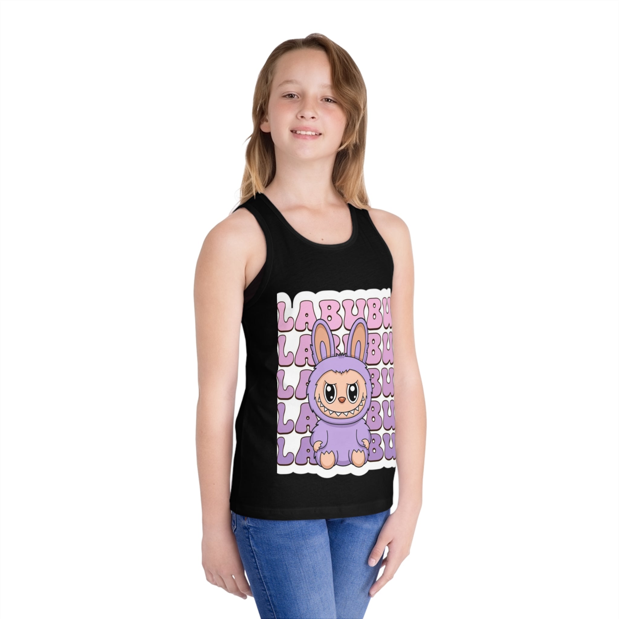 Cute Bunny Graphic Kid's Jersey Tank Top | Fun Summer Wear, Kids Casual Top, Birthday Gift, Easter Apparel, Playtime Outfit