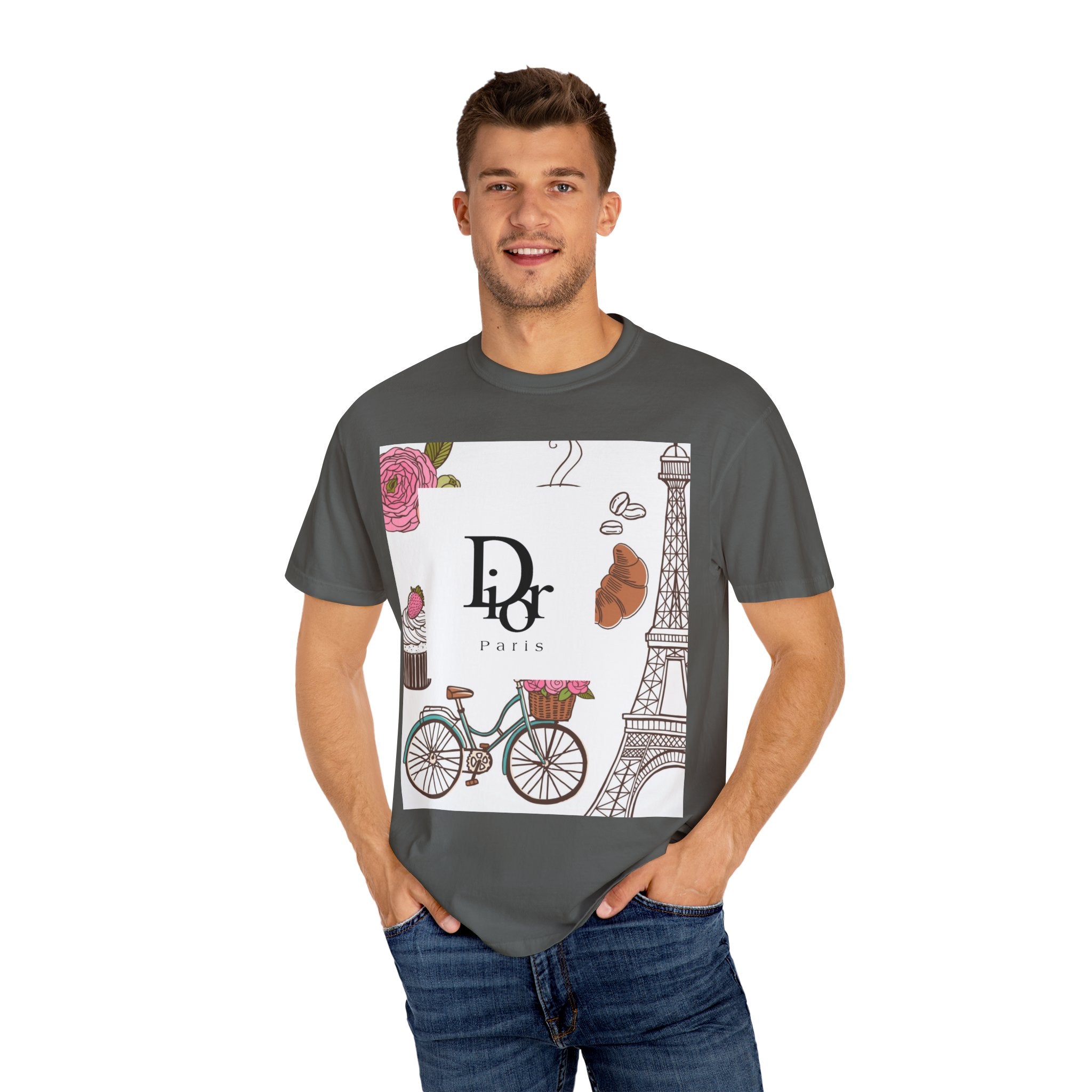 Parisian Chic Garment-Dyed T-Shirt with Bicycle and Eiffel Tower Design, Unisex Tee for Travel Lovers, Perfect Gift for Birthdays, [...]