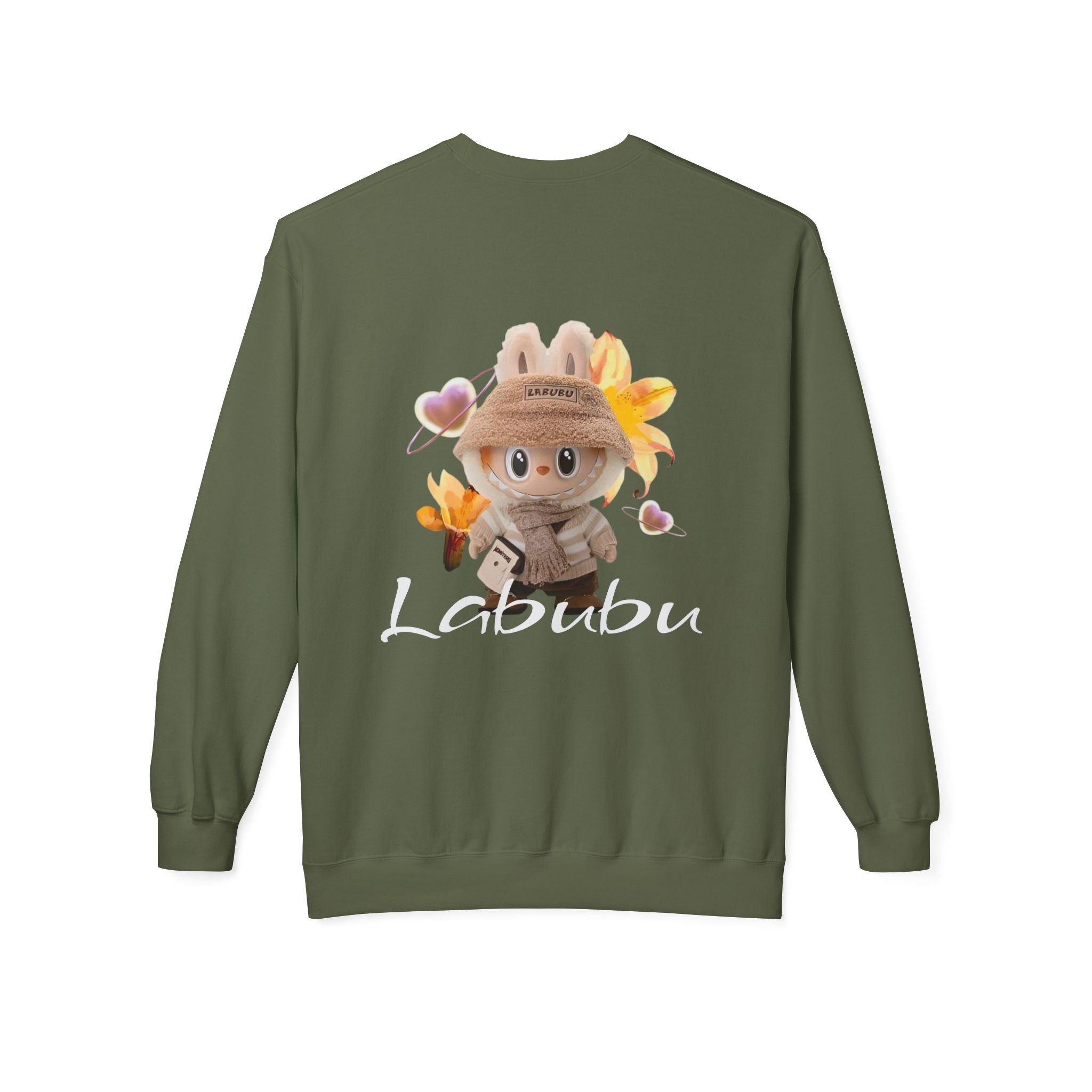 Cute Character Fleece Crewneck Sweatshirt, Spring Sweatshirt, Cute Animal Apparel, Bunny Gift, Cozy Unisex Sweatshirt
