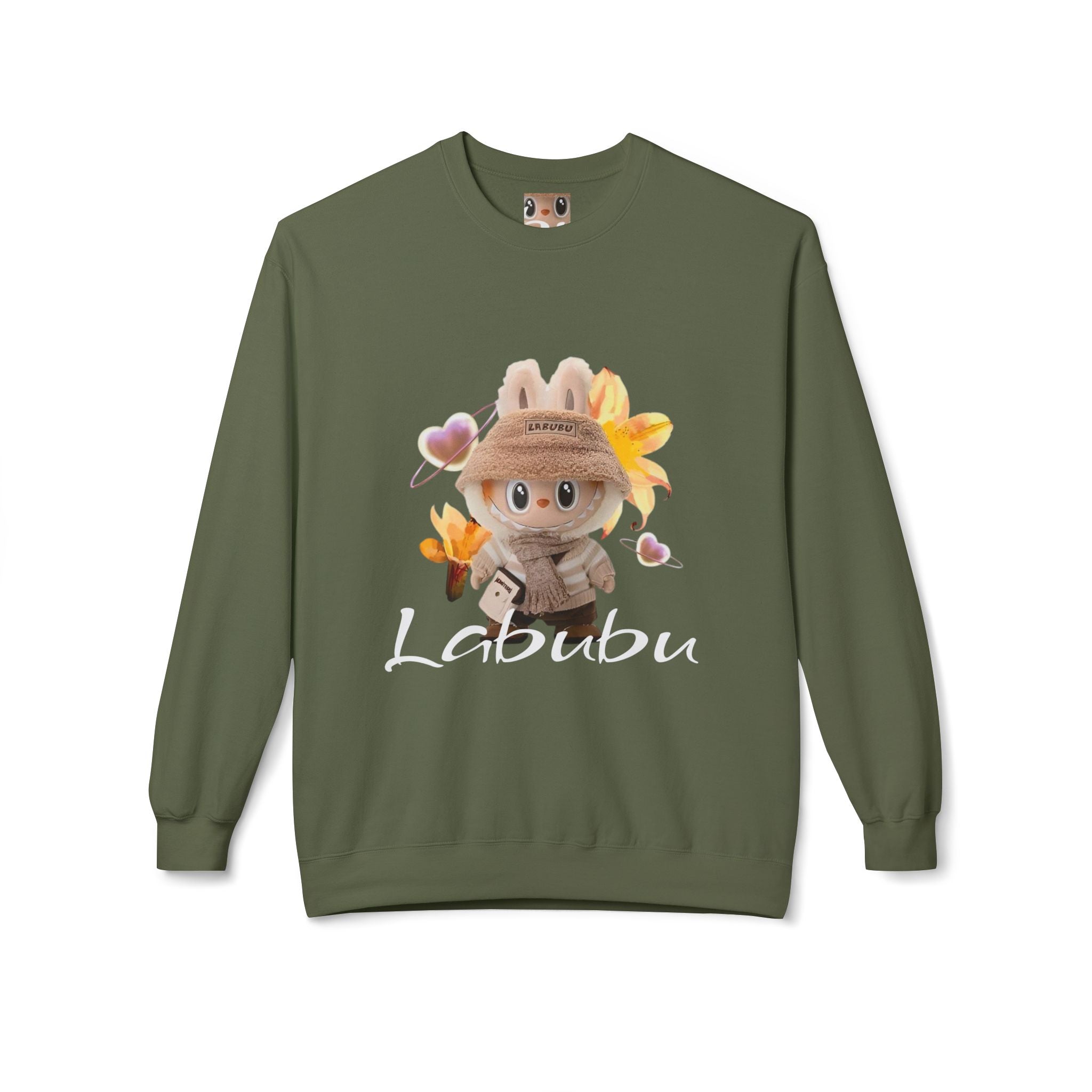 Cute Character Fleece Crewneck Sweatshirt, Spring Sweatshirt, Cute Animal Apparel, Bunny Gift, Cozy Unisex Sweatshirt
