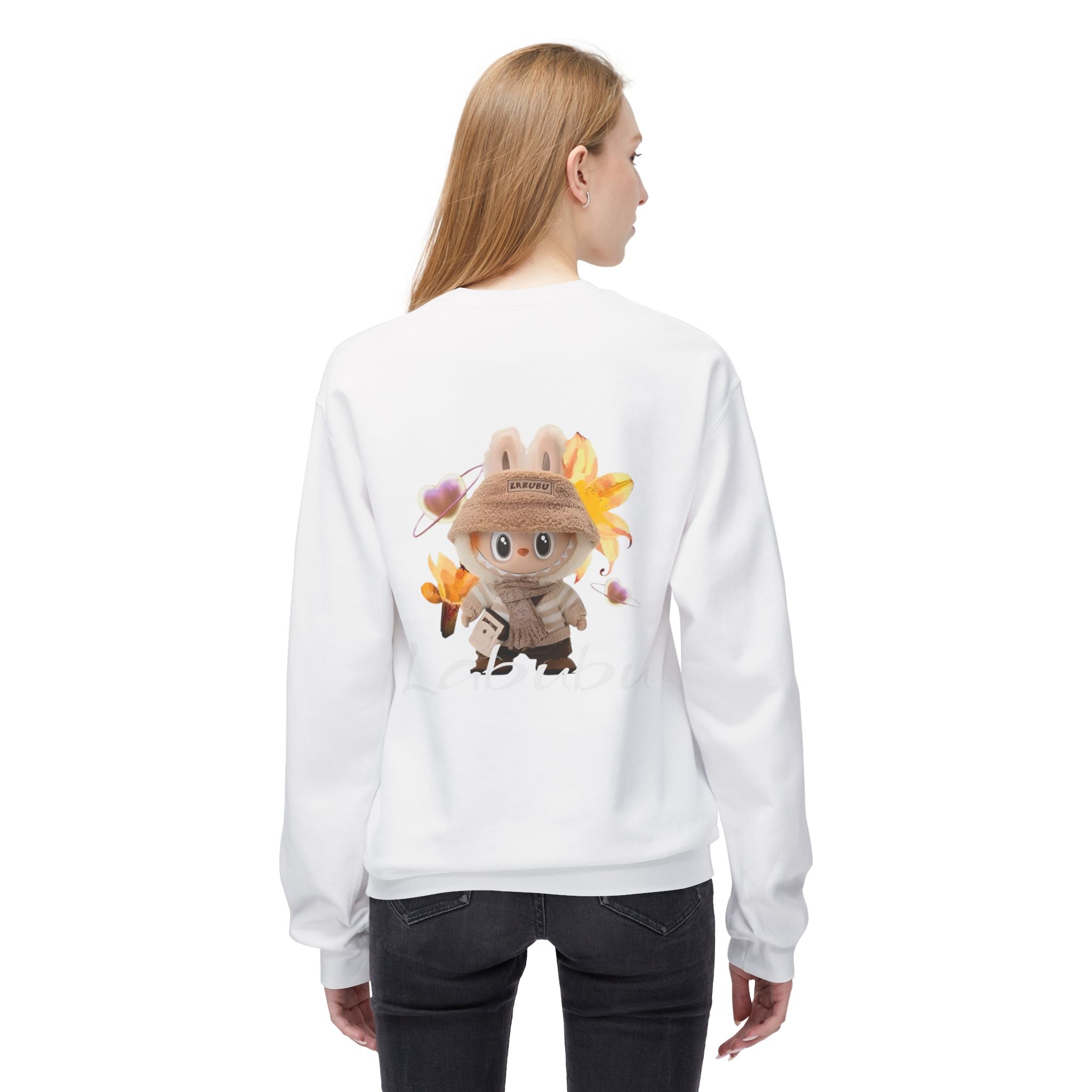 Cute Character Fleece Crewneck Sweatshirt, Spring Sweatshirt, Cute Animal Apparel, Bunny Gift, Cozy Unisex Sweatshirt