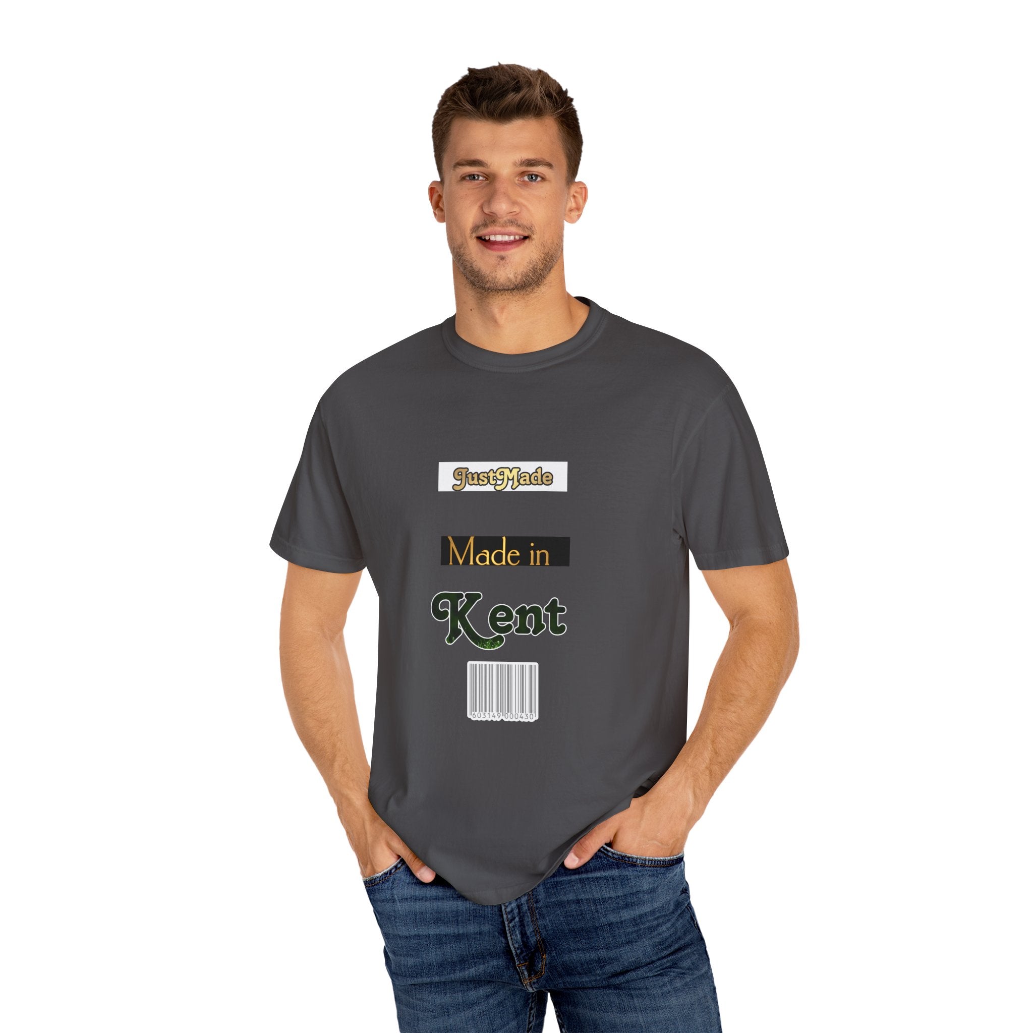 Kent Made Garment-Dyed T-shirt, Unique Gift, Casual Wear, Summer Style, Eco-Friendly Fashion, Handmade in Kent
