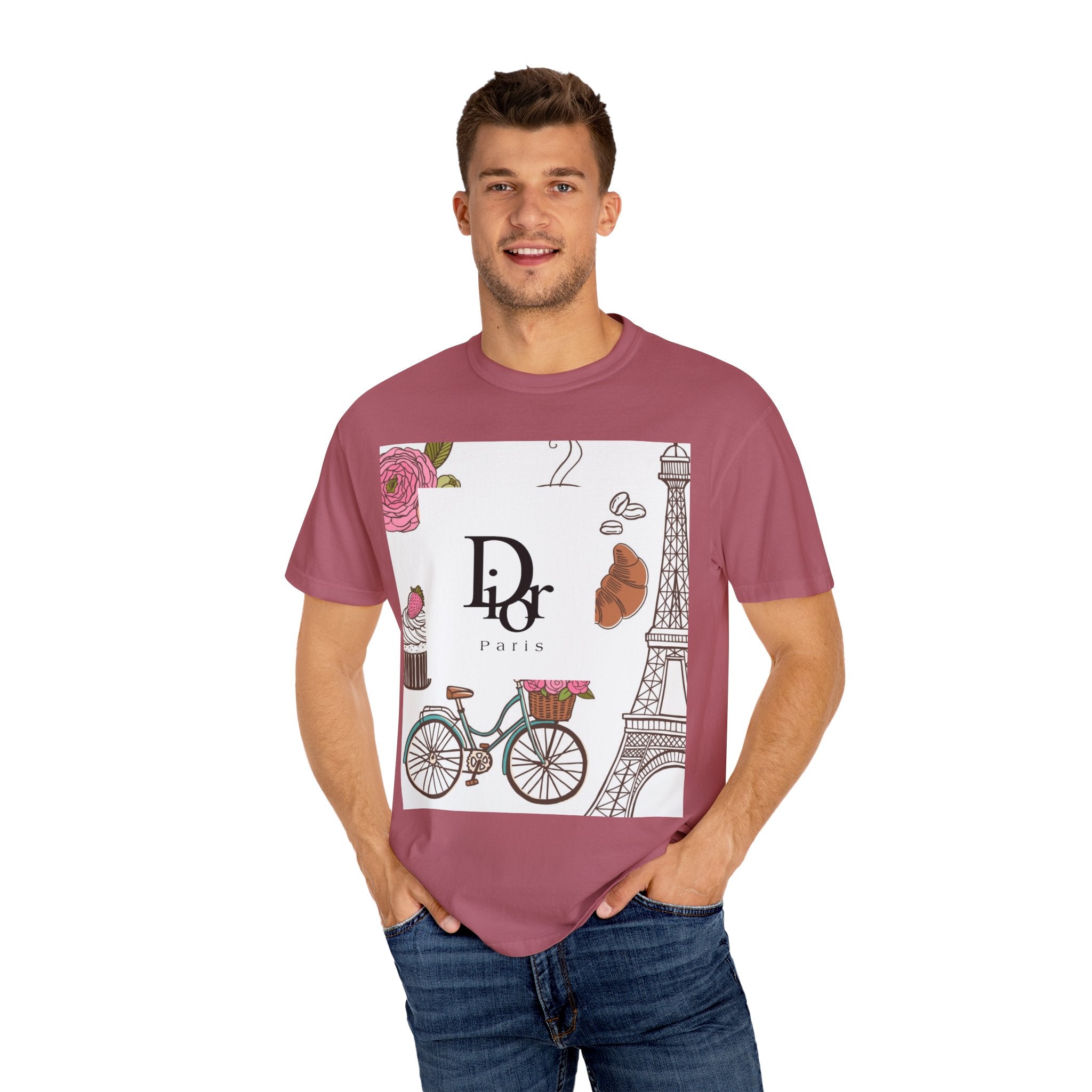 Parisian Chic Garment-Dyed T-Shirt with Bicycle and Eiffel Tower Design, Unisex Tee for Travel Lovers, Perfect Gift for Birthdays, [...]