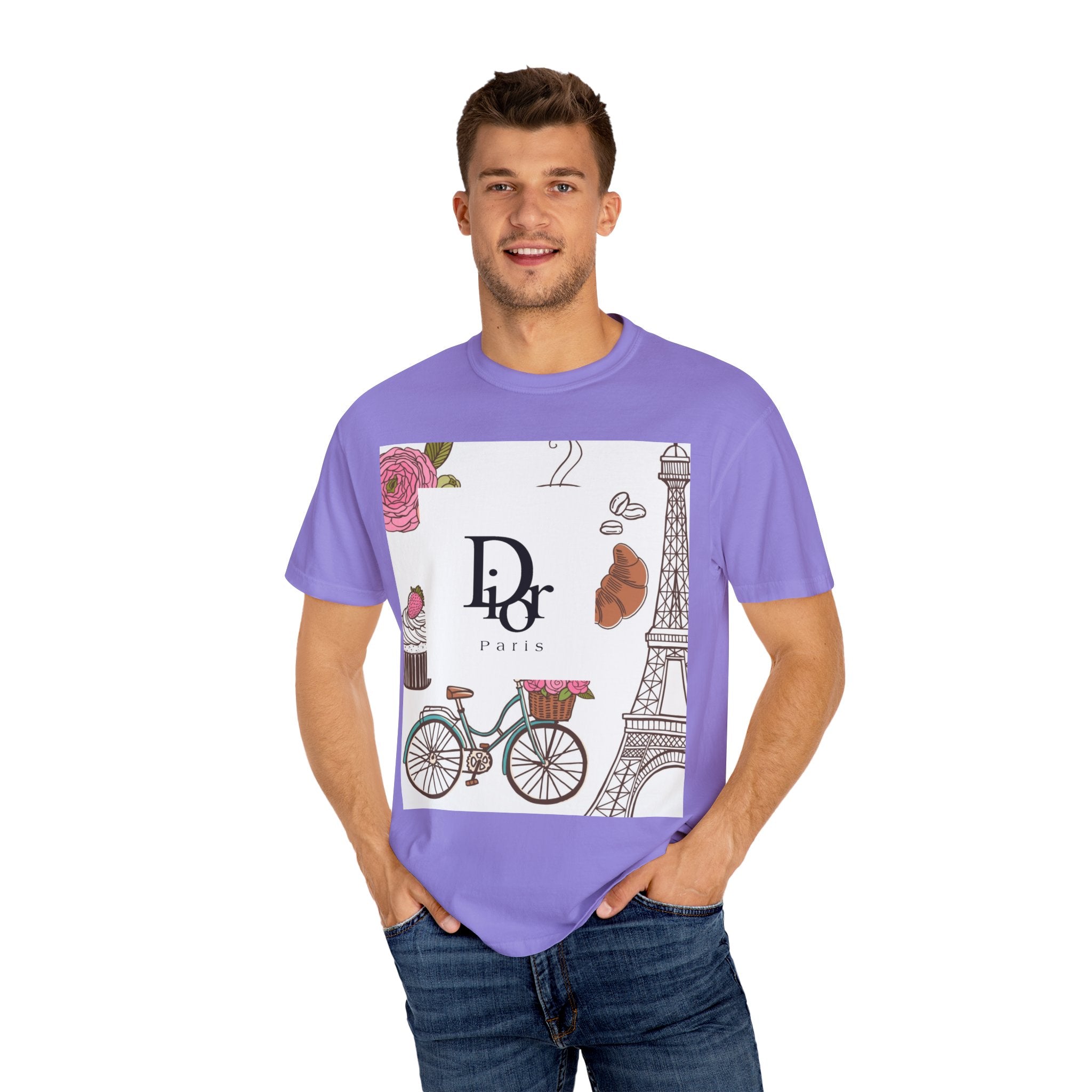 Parisian Chic Garment-Dyed T-Shirt with Bicycle and Eiffel Tower Design, Unisex Tee for Travel Lovers, Perfect Gift for Birthdays, [...]