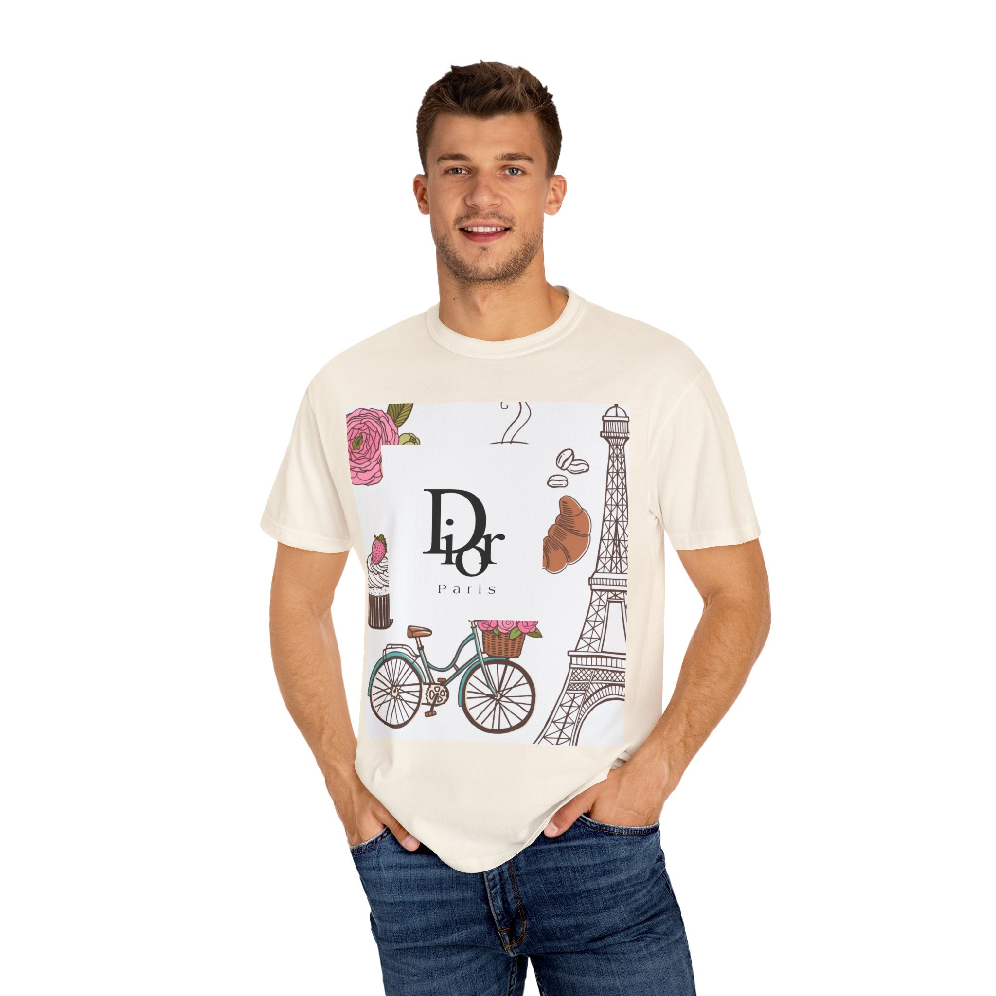 Parisian Chic Garment-Dyed T-Shirt with Bicycle and Eiffel Tower Design, Unisex Tee for Travel Lovers, Perfect Gift for Birthdays, [...]