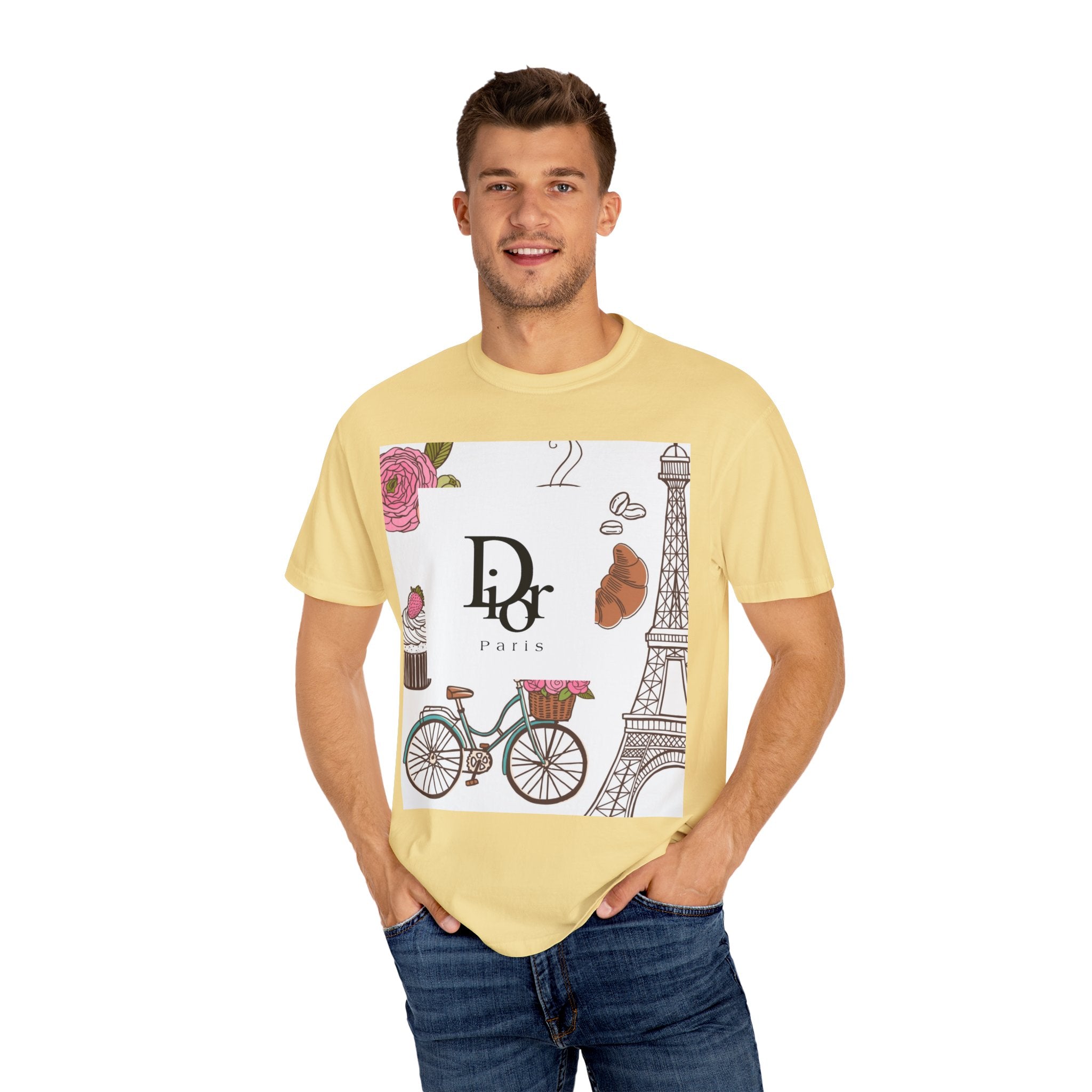Parisian Chic Garment-Dyed T-Shirt with Bicycle and Eiffel Tower Design, Unisex Tee for Travel Lovers, Perfect Gift for Birthdays, [...]