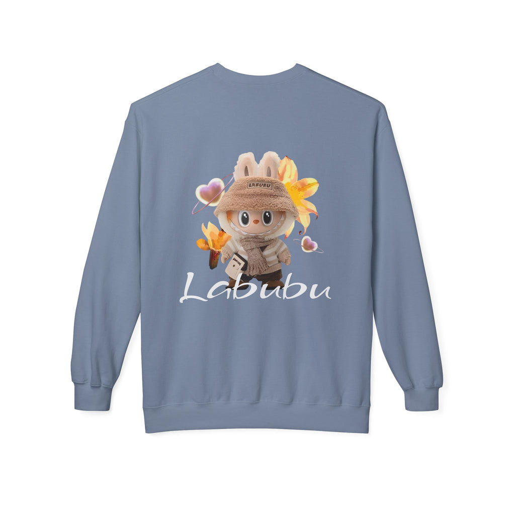 Cute Character Fleece Crewneck Sweatshirt, Spring Sweatshirt, Cute Animal Apparel, Bunny Gift, Cozy Unisex Sweatshirt