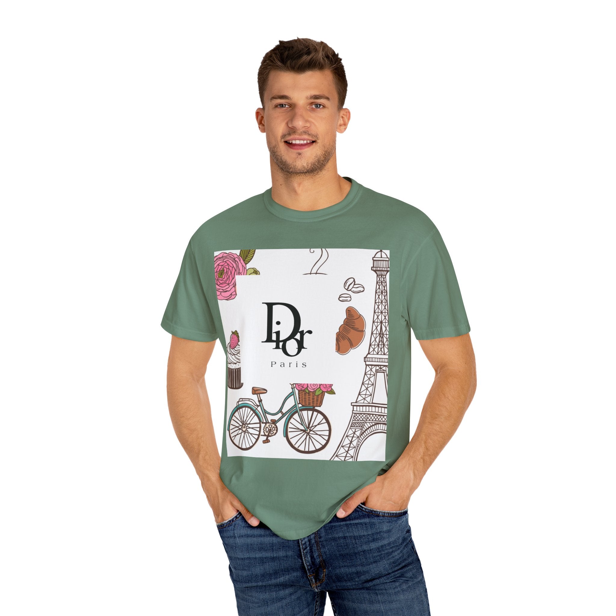 Parisian Chic Garment-Dyed T-Shirt with Bicycle and Eiffel Tower Design, Unisex Tee for Travel Lovers, Perfect Gift for Birthdays, [...]