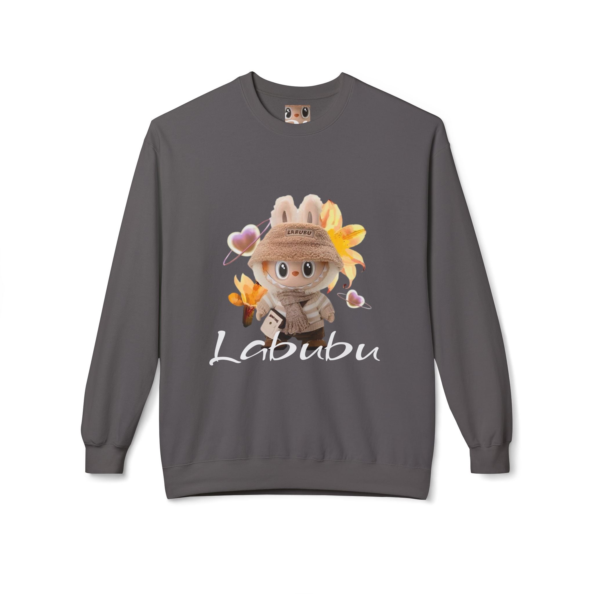 Cute Character Fleece Crewneck Sweatshirt, Spring Sweatshirt, Cute Animal Apparel, Bunny Gift, Cozy Unisex Sweatshirt