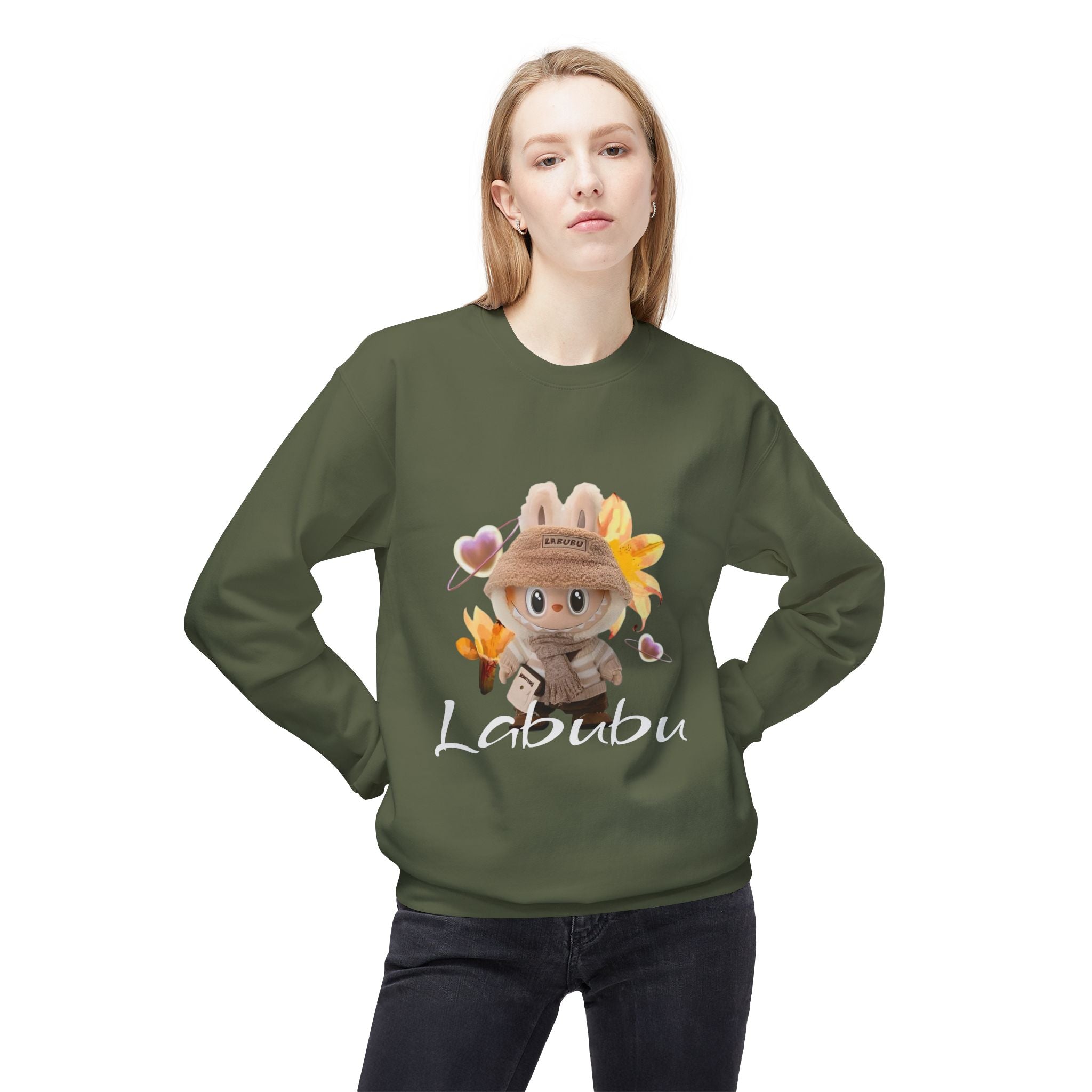 Cute Character Fleece Crewneck Sweatshirt, Spring Sweatshirt, Cute Animal Apparel, Bunny Gift, Cozy Unisex Sweatshirt