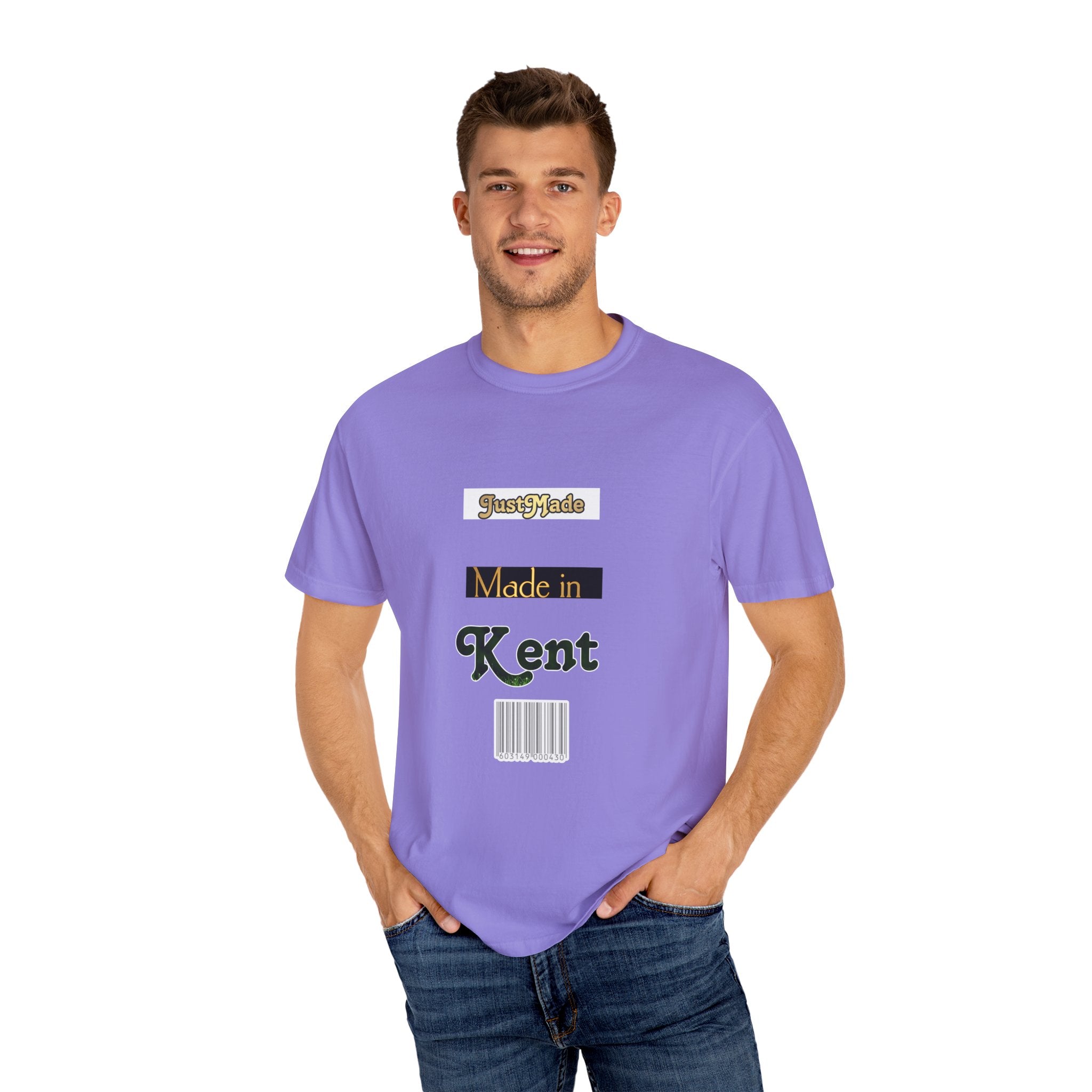 Kent Made Garment-Dyed T-shirt, Unique Gift, Casual Wear, Summer Style, Eco-Friendly Fashion, Handmade in Kent