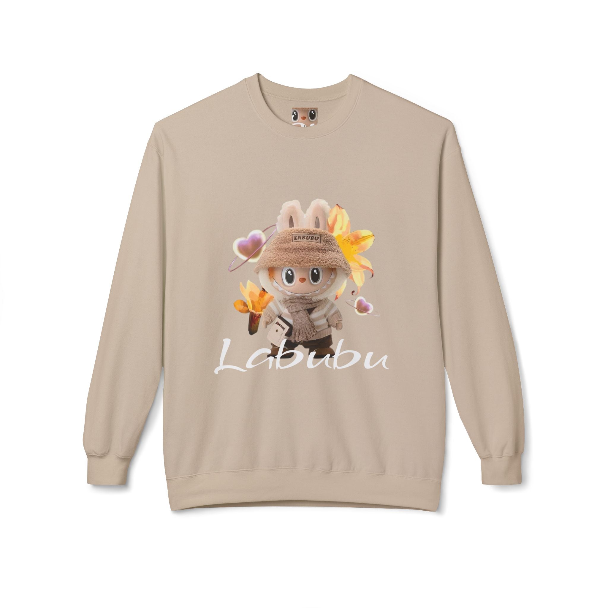 Cute Character Fleece Crewneck Sweatshirt, Spring Sweatshirt, Cute Animal Apparel, Bunny Gift, Cozy Unisex Sweatshirt