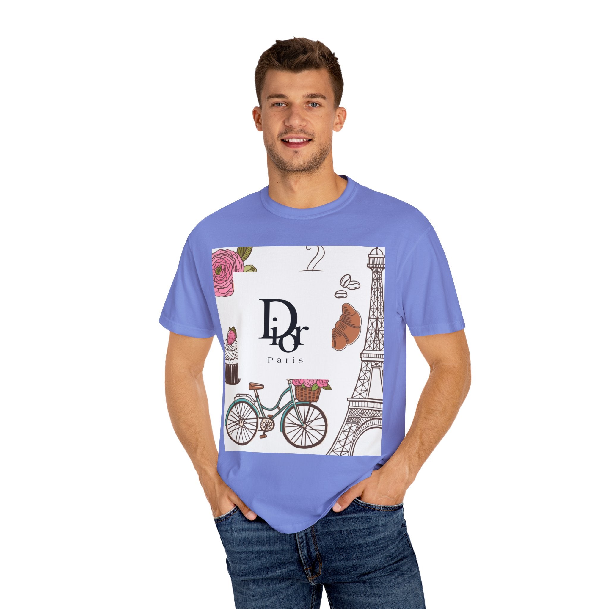 Parisian Chic Garment-Dyed T-Shirt with Bicycle and Eiffel Tower Design, Unisex Tee for Travel Lovers, Perfect Gift for Birthdays, [...]