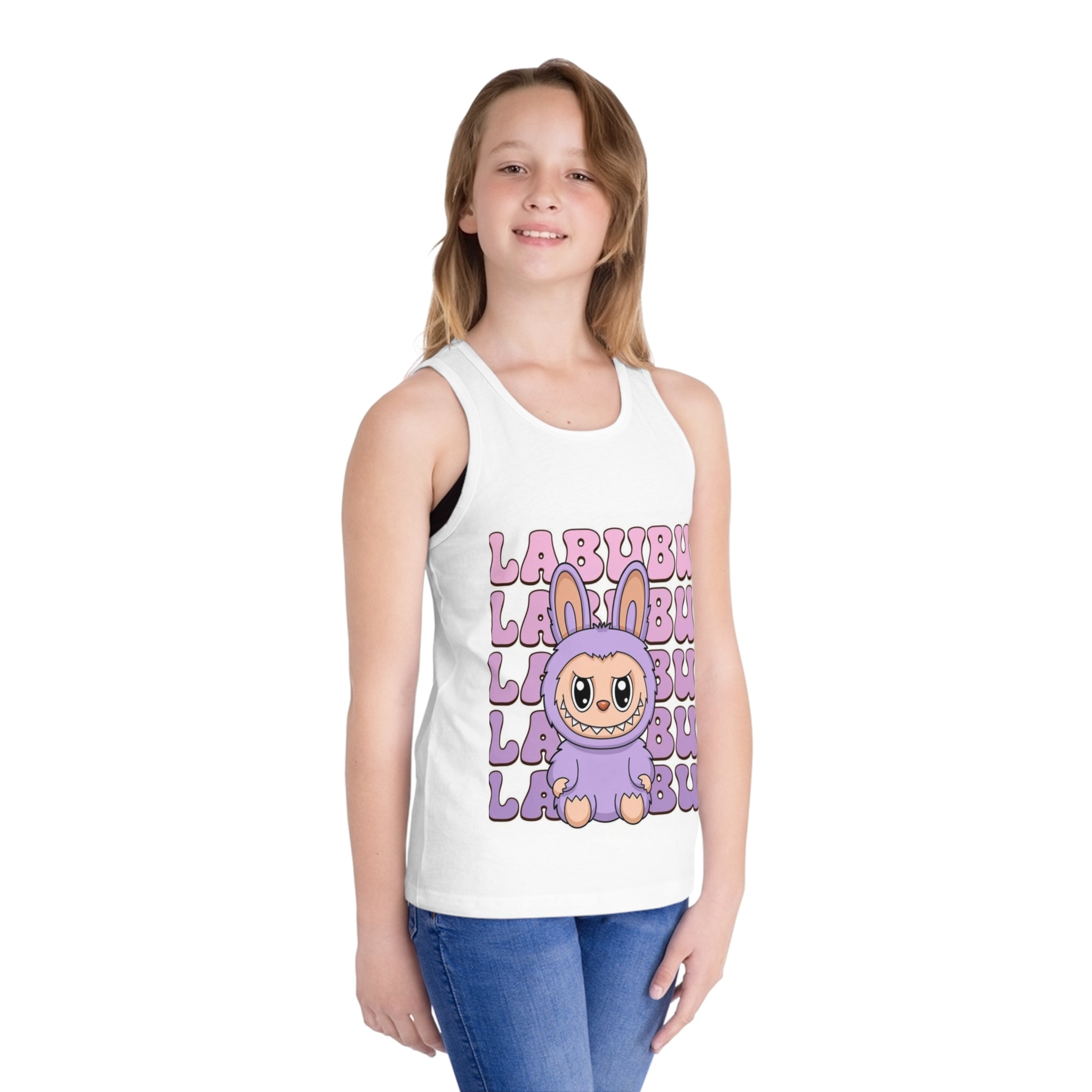 Cute Bunny Graphic Kid's Jersey Tank Top | Fun Summer Wear, Kids Casual Top, Birthday Gift, Easter Apparel, Playtime Outfit