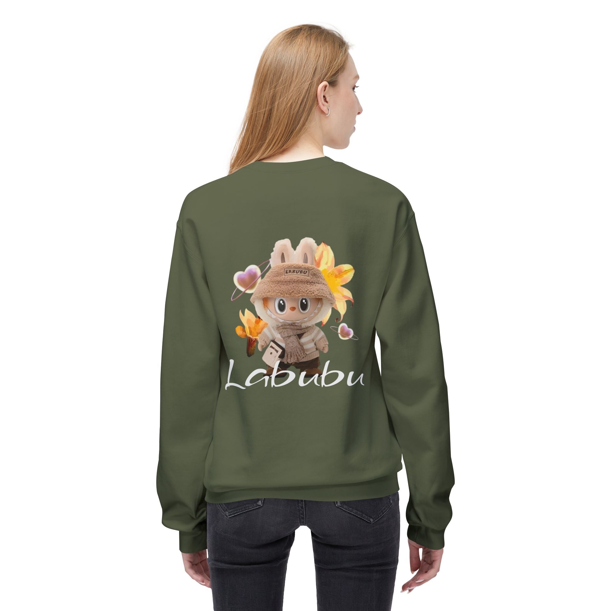Cute Character Fleece Crewneck Sweatshirt, Spring Sweatshirt, Cute Animal Apparel, Bunny Gift, Cozy Unisex Sweatshirt