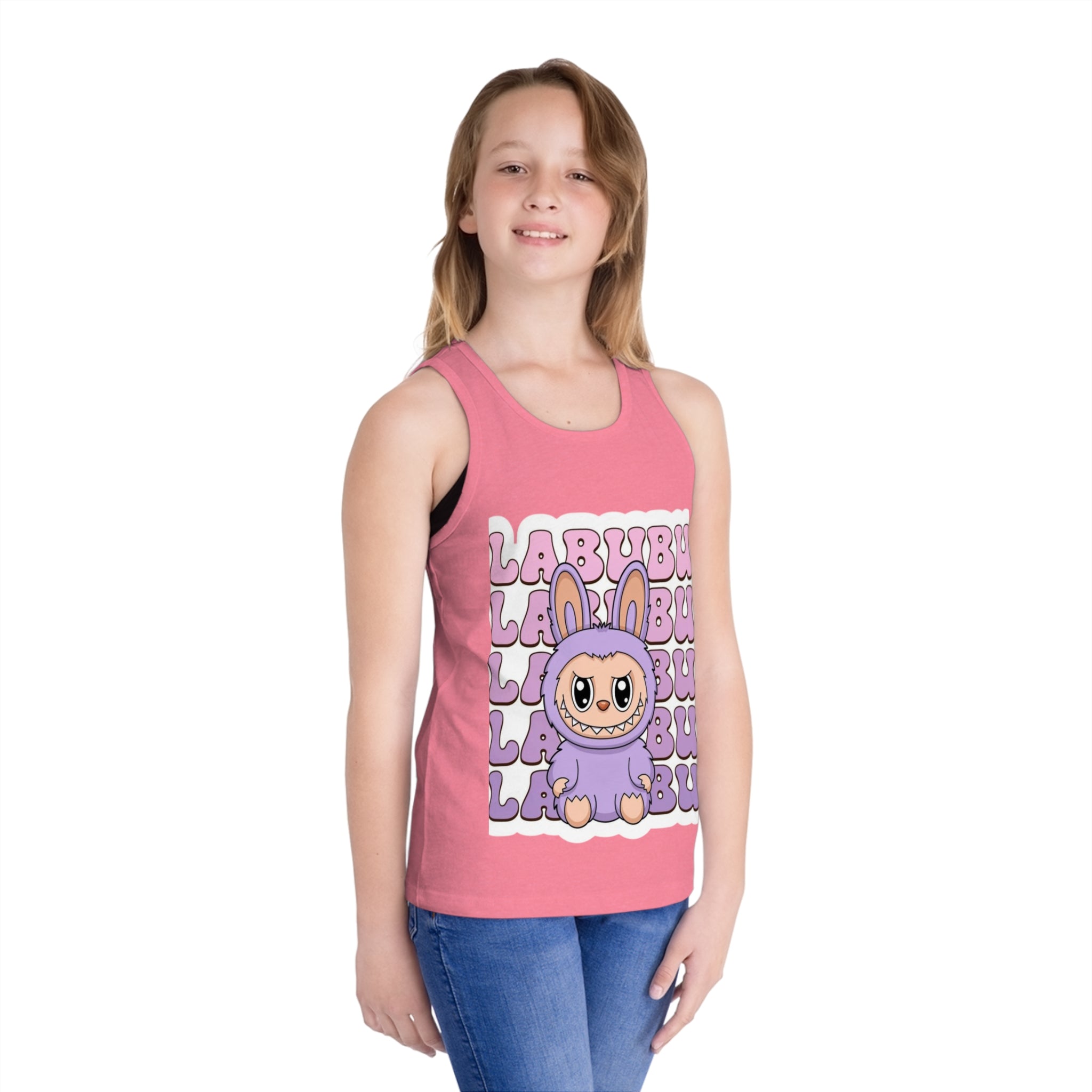 Cute Bunny Graphic Kid's Jersey Tank Top | Fun Summer Wear, Kids Casual Top, Birthday Gift, Easter Apparel, Playtime Outfit