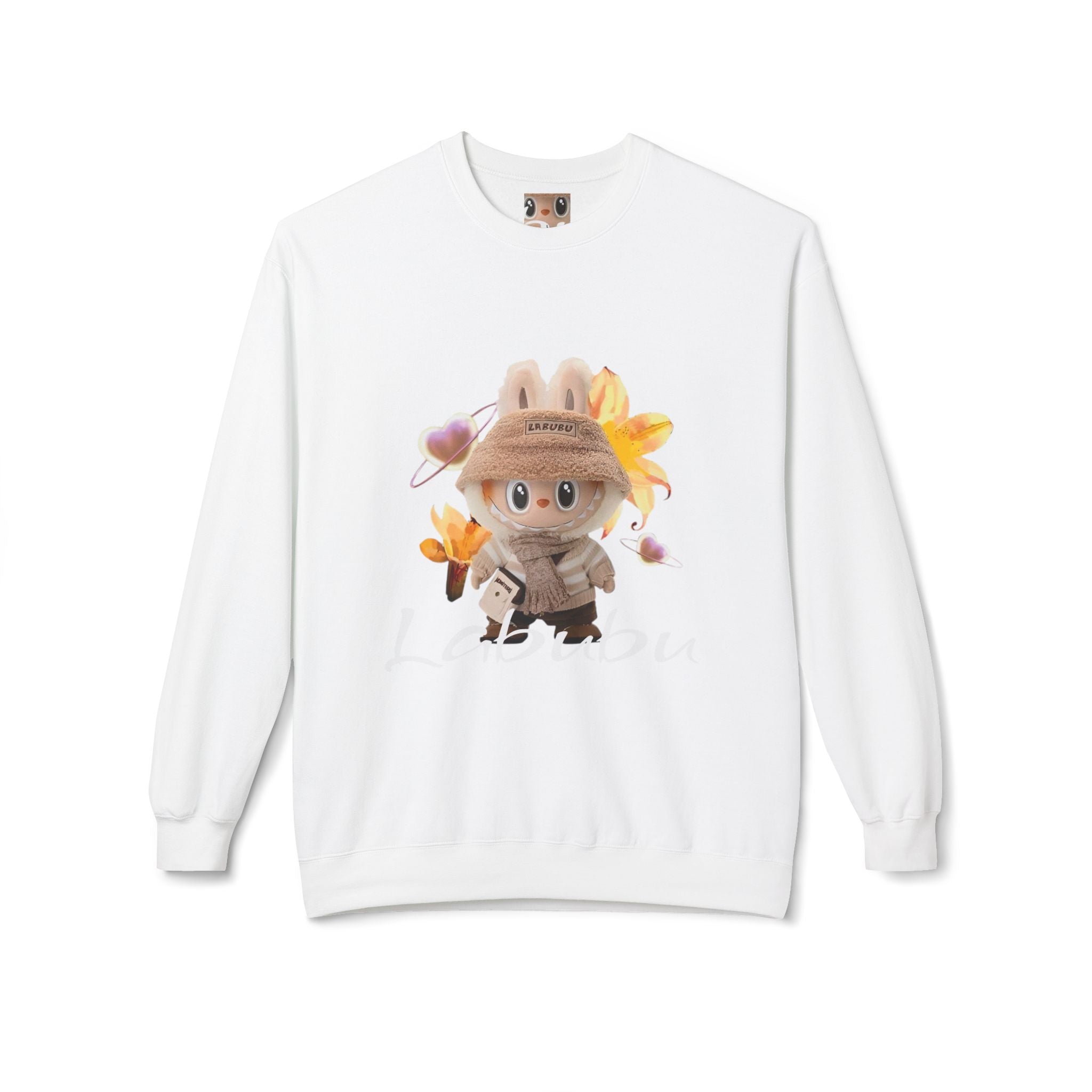 Cute Character Fleece Crewneck Sweatshirt, Spring Sweatshirt, Cute Animal Apparel, Bunny Gift, Cozy Unisex Sweatshirt