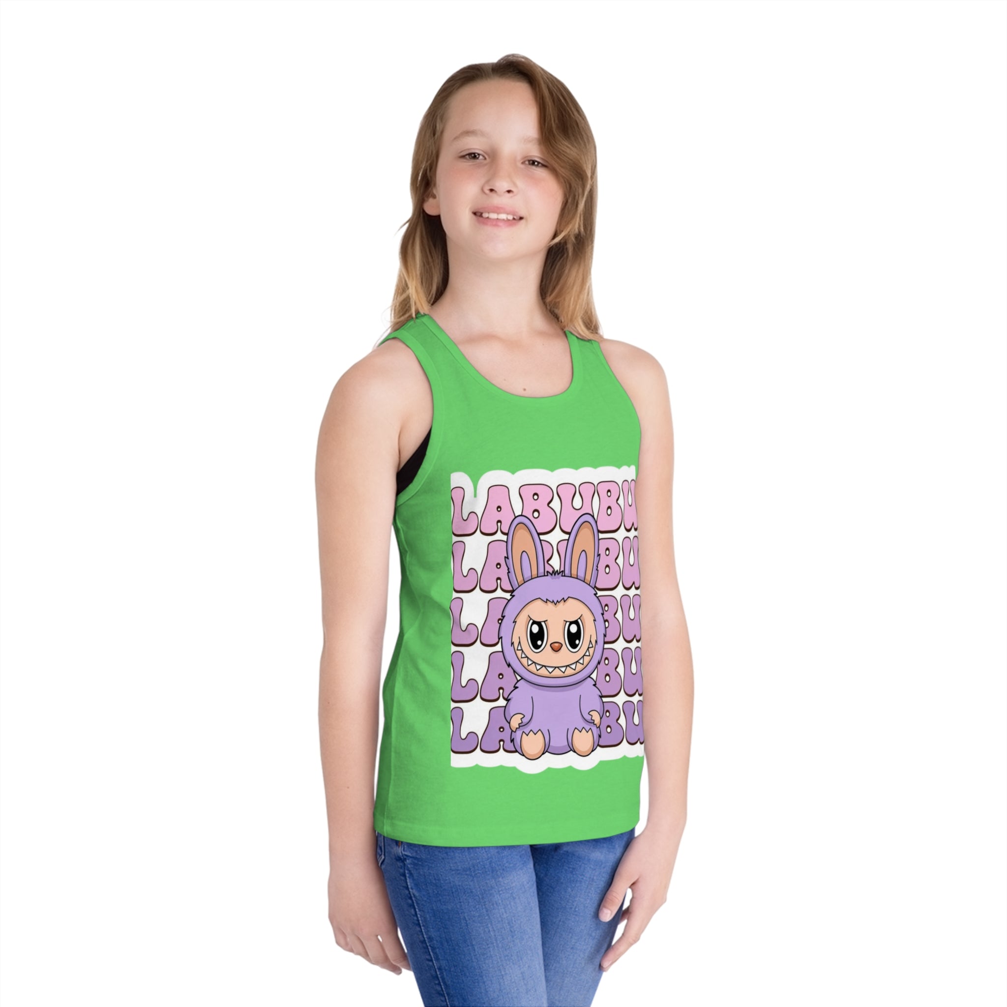 Cute Bunny Graphic Kid's Jersey Tank Top | Fun Summer Wear, Kids Casual Top, Birthday Gift, Easter Apparel, Playtime Outfit