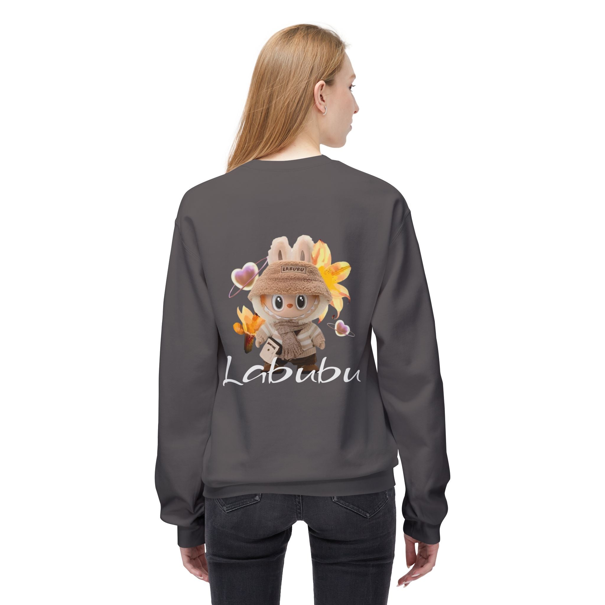 Cute Character Fleece Crewneck Sweatshirt, Spring Sweatshirt, Cute Animal Apparel, Bunny Gift, Cozy Unisex Sweatshirt
