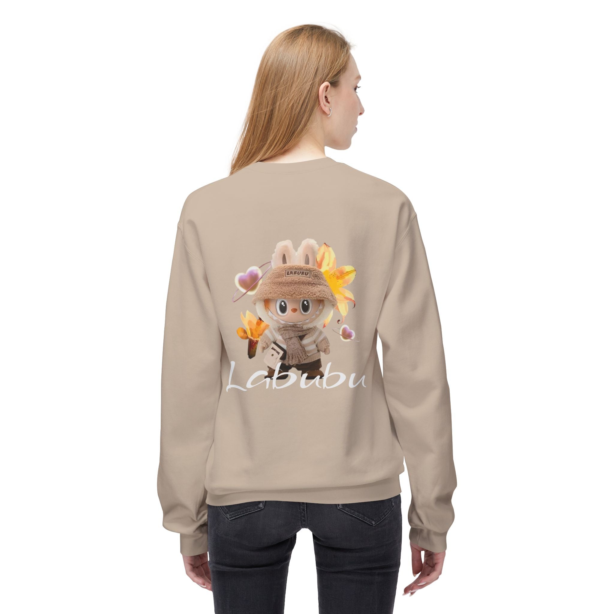 Cute Character Fleece Crewneck Sweatshirt, Spring Sweatshirt, Cute Animal Apparel, Bunny Gift, Cozy Unisex Sweatshirt