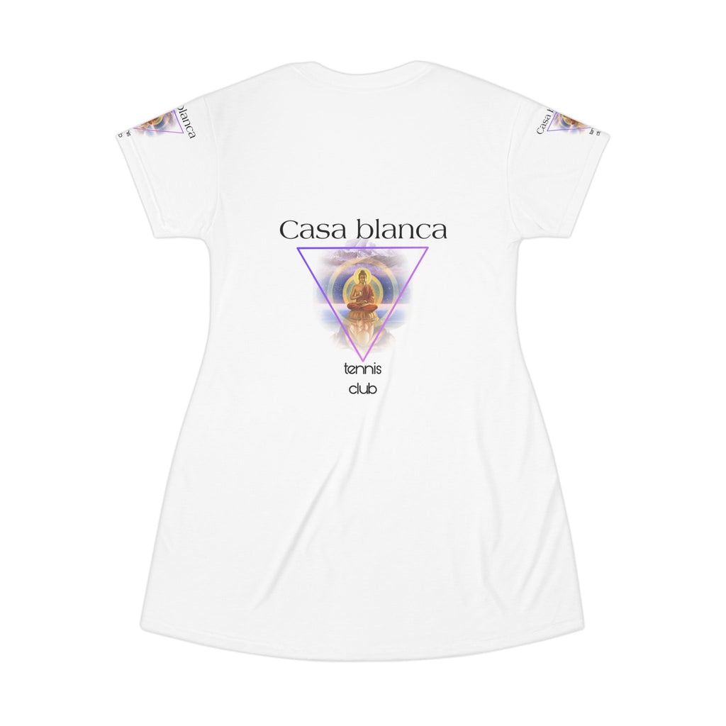 Stylish Casa Blanca T-Shirt Dress, Casual Summer Dress, Bohemian Vibes, Perfect for Parties, Tennis Lovers, Fashion-forward Outfit