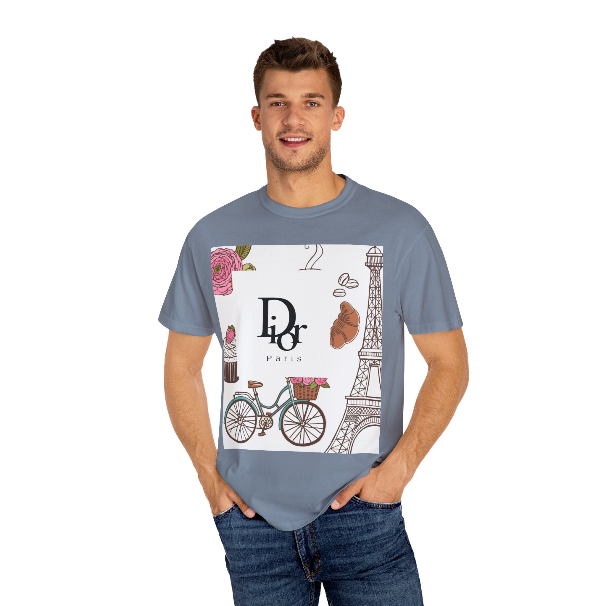 Parisian Chic Garment-Dyed T-Shirt with Bicycle and Eiffel Tower Design, Unisex Tee for Travel Lovers, Perfect Gift for Birthdays, [...]