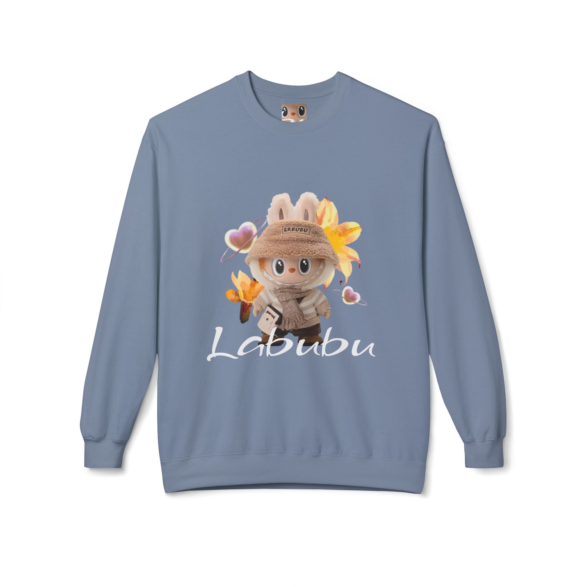 Cute Character Fleece Crewneck Sweatshirt, Spring Sweatshirt, Cute Animal Apparel, Bunny Gift, Cozy Unisex Sweatshirt