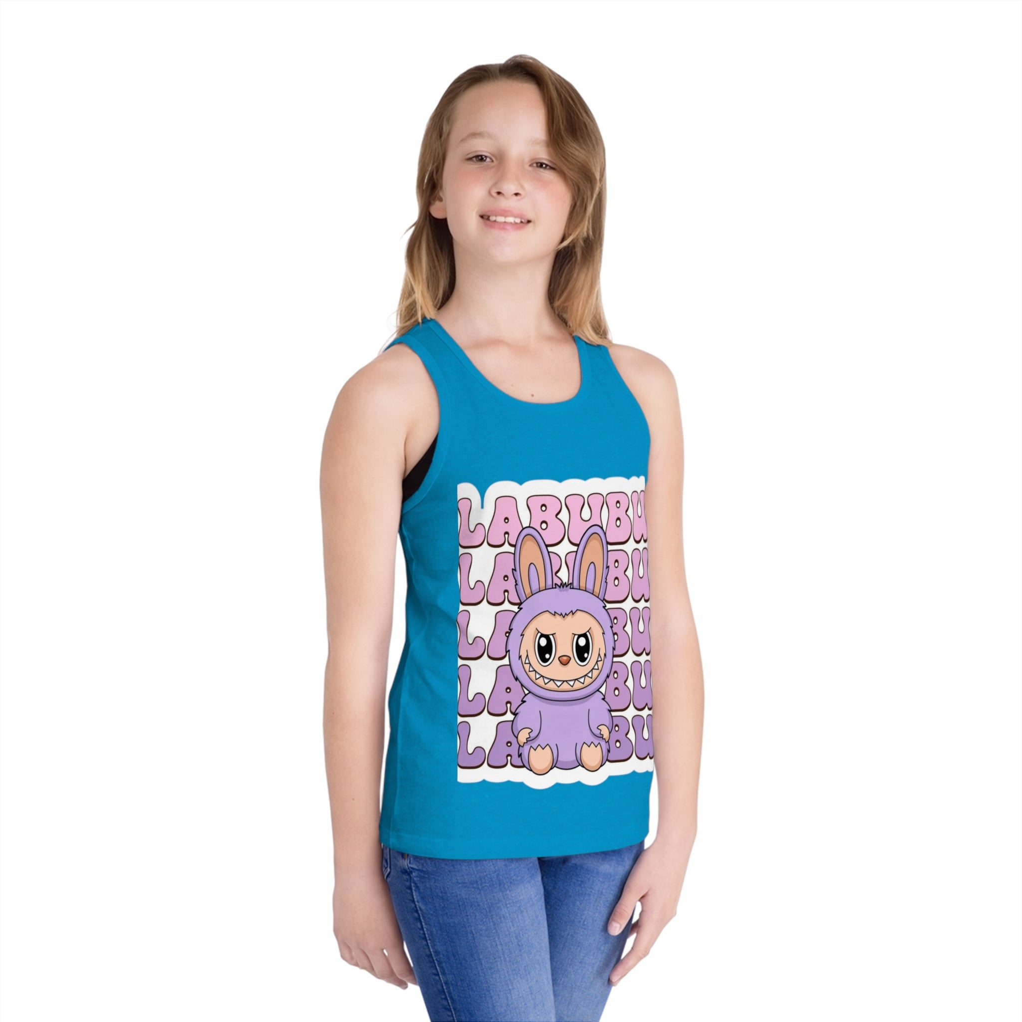Cute Bunny Graphic Kid's Jersey Tank Top | Fun Summer Wear, Kids Casual Top, Birthday Gift, Easter Apparel, Playtime Outfit