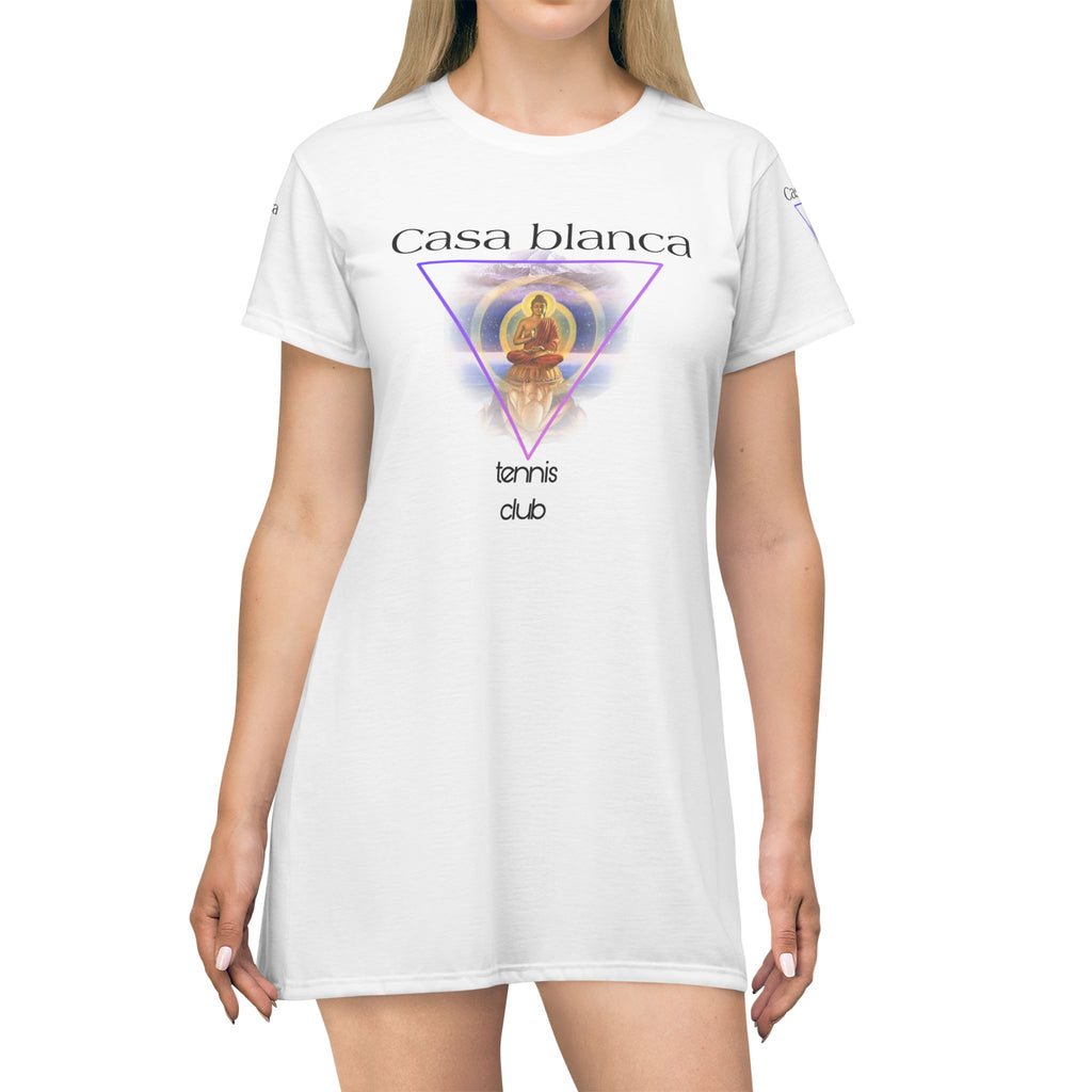 Stylish Casa Blanca T-Shirt Dress, Casual Summer Dress, Bohemian Vibes, Perfect for Parties, Tennis Lovers, Fashion-forward Outfit