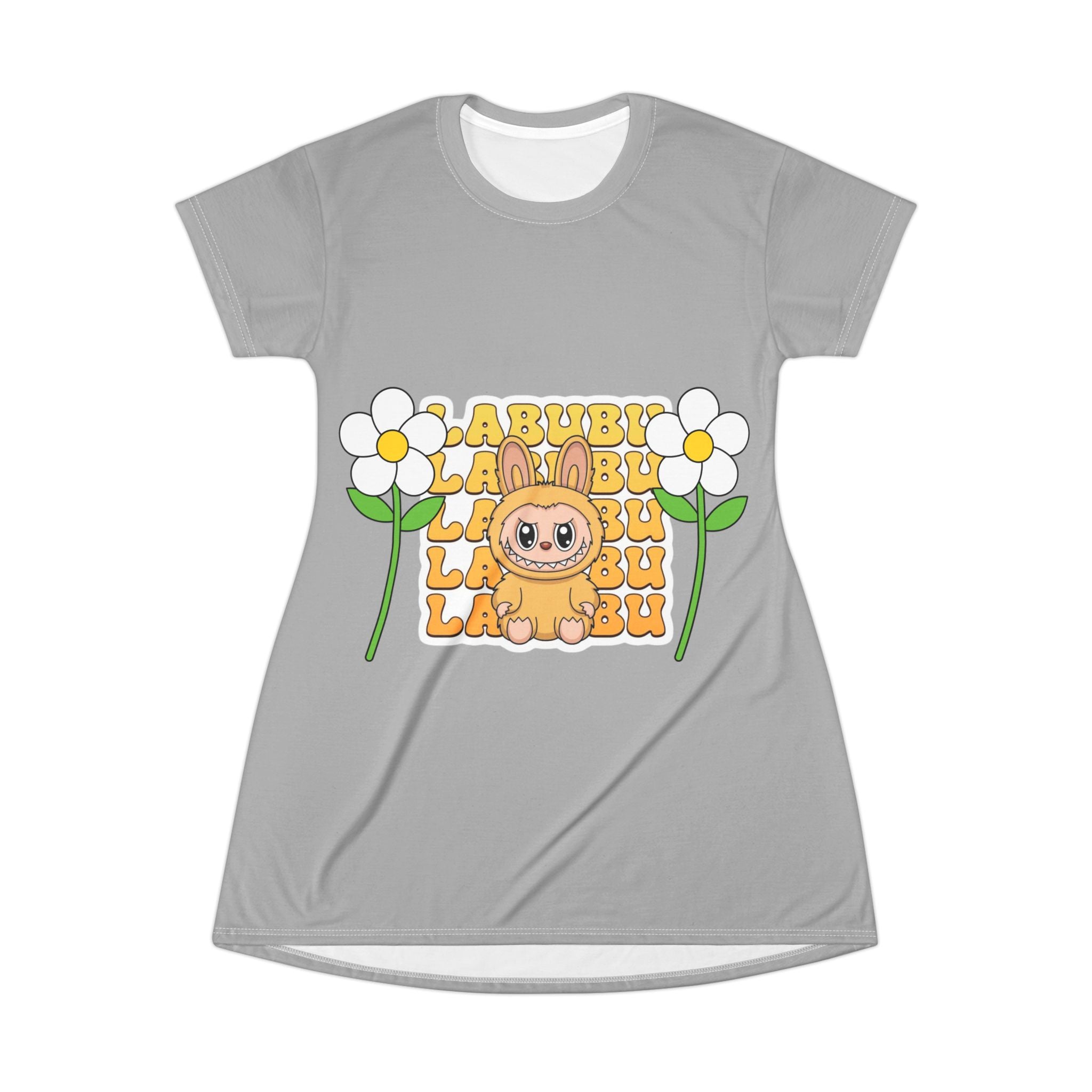 Cute Bunny Floral T-Shirt Dress | Comfy Casual Wear for Spring | Perfect for Easter, Birthdays, Everyday Fun, Gift Idea