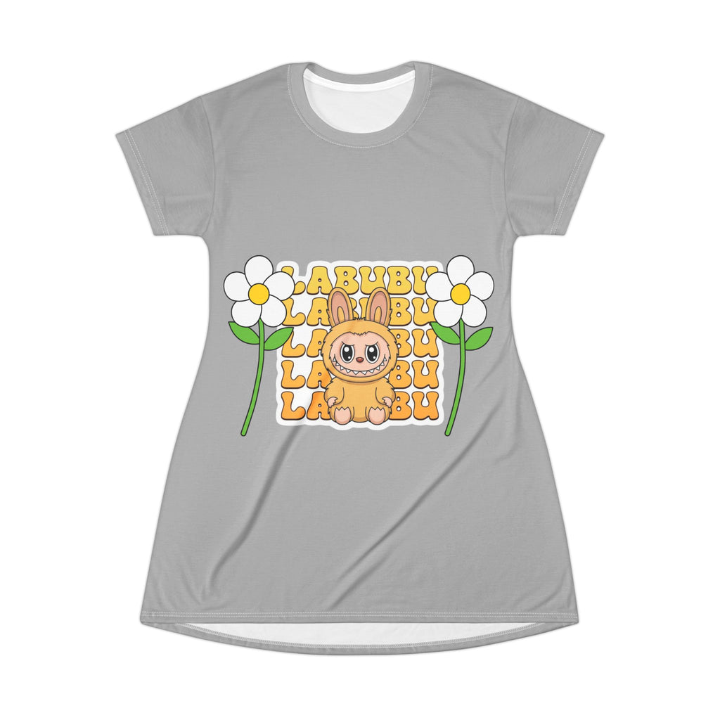 Cute Bunny Floral T-Shirt Dress | Comfy Casual Wear for Spring | Perfect for Easter, Birthdays, Everyday Fun, Gift Idea