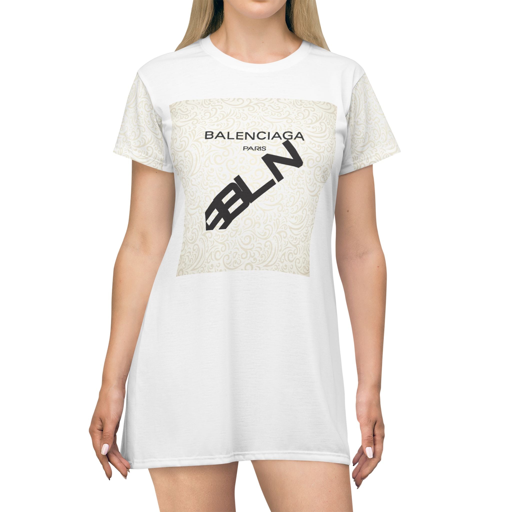 Chic Graphic T-Shirt Dress, Trendy Casual Wear, Fashionable Summer Dress, Street Style Outfit, Statement Apparel