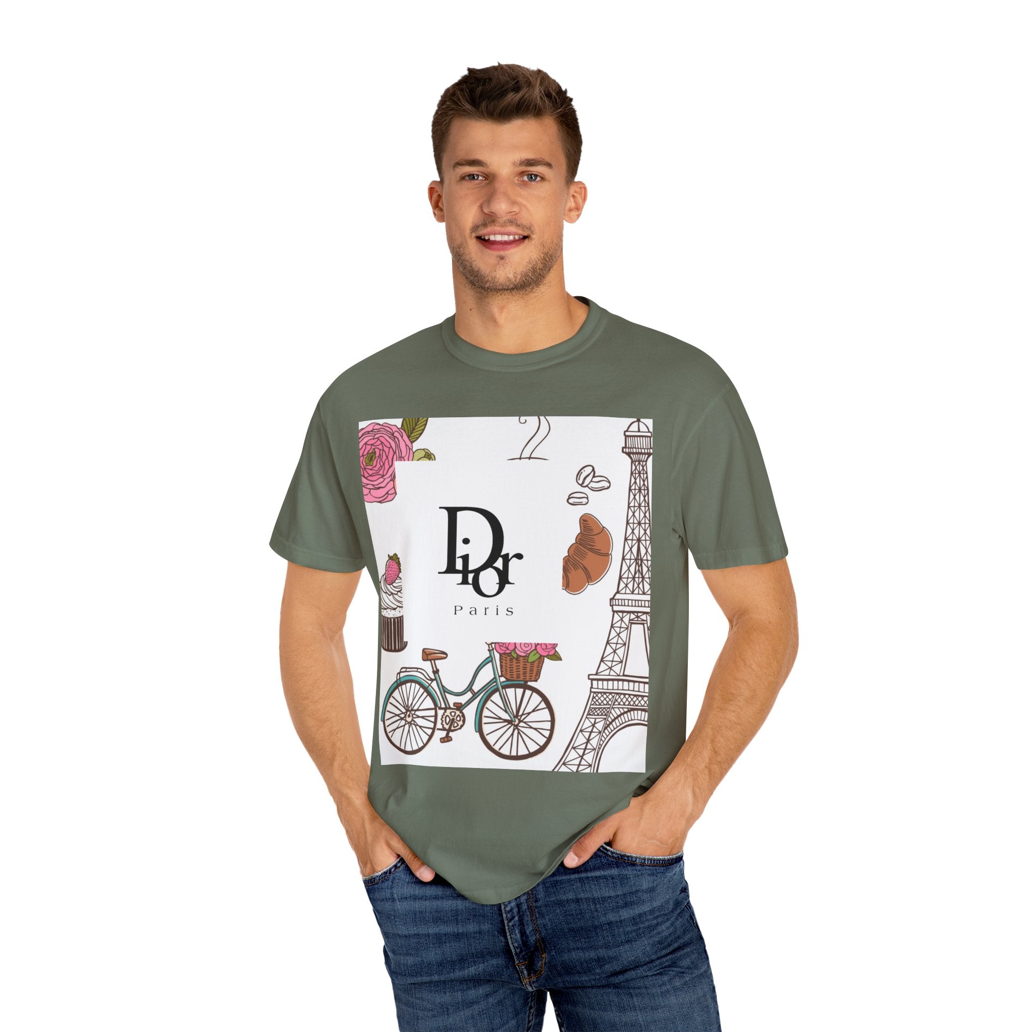 Parisian Chic Garment-Dyed T-Shirt with Bicycle and Eiffel Tower Design, Unisex Tee for Travel Lovers, Perfect Gift for Birthdays, [...]