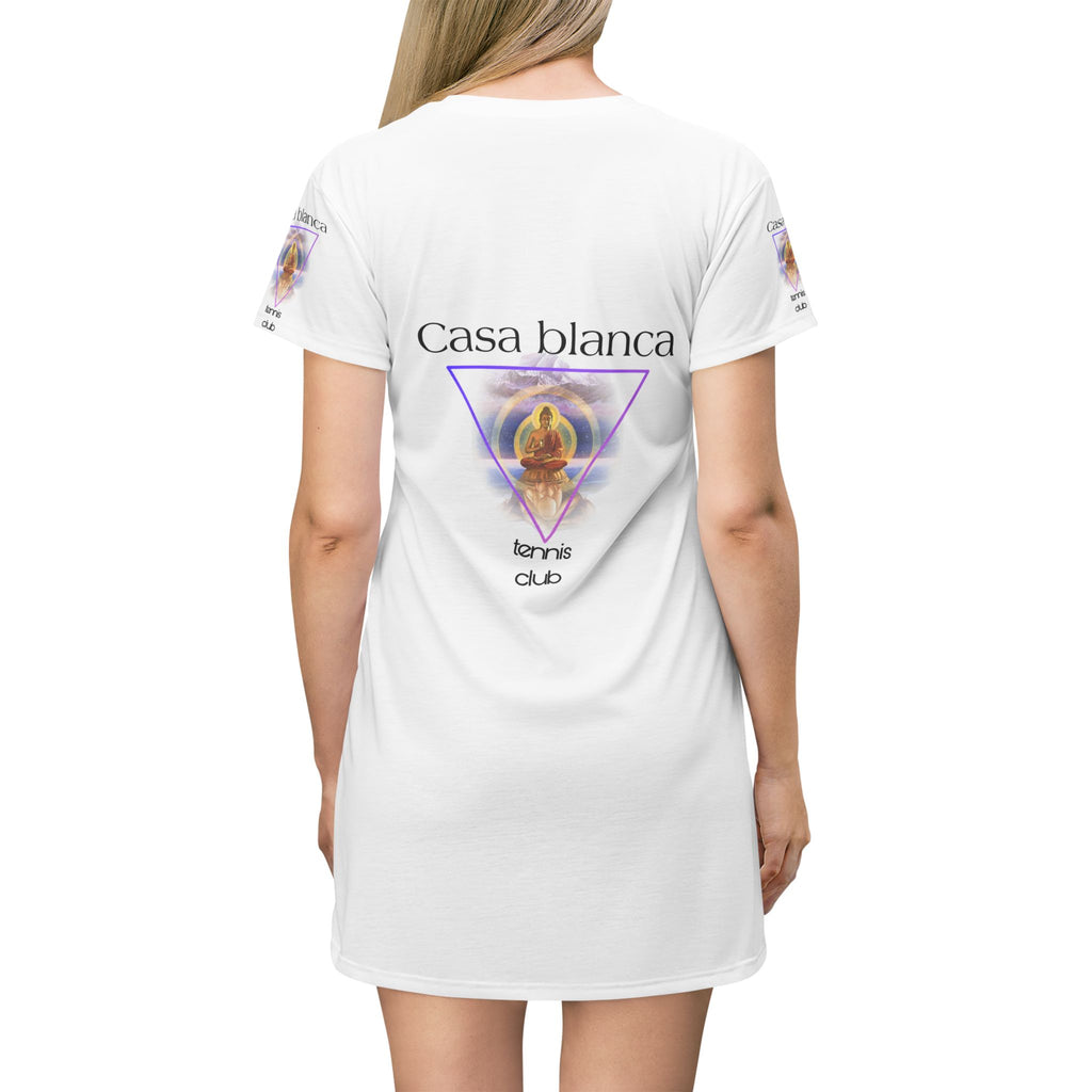 Stylish Casa Blanca T-Shirt Dress, Casual Summer Dress, Bohemian Vibes, Perfect for Parties, Tennis Lovers, Fashion-forward Outfit