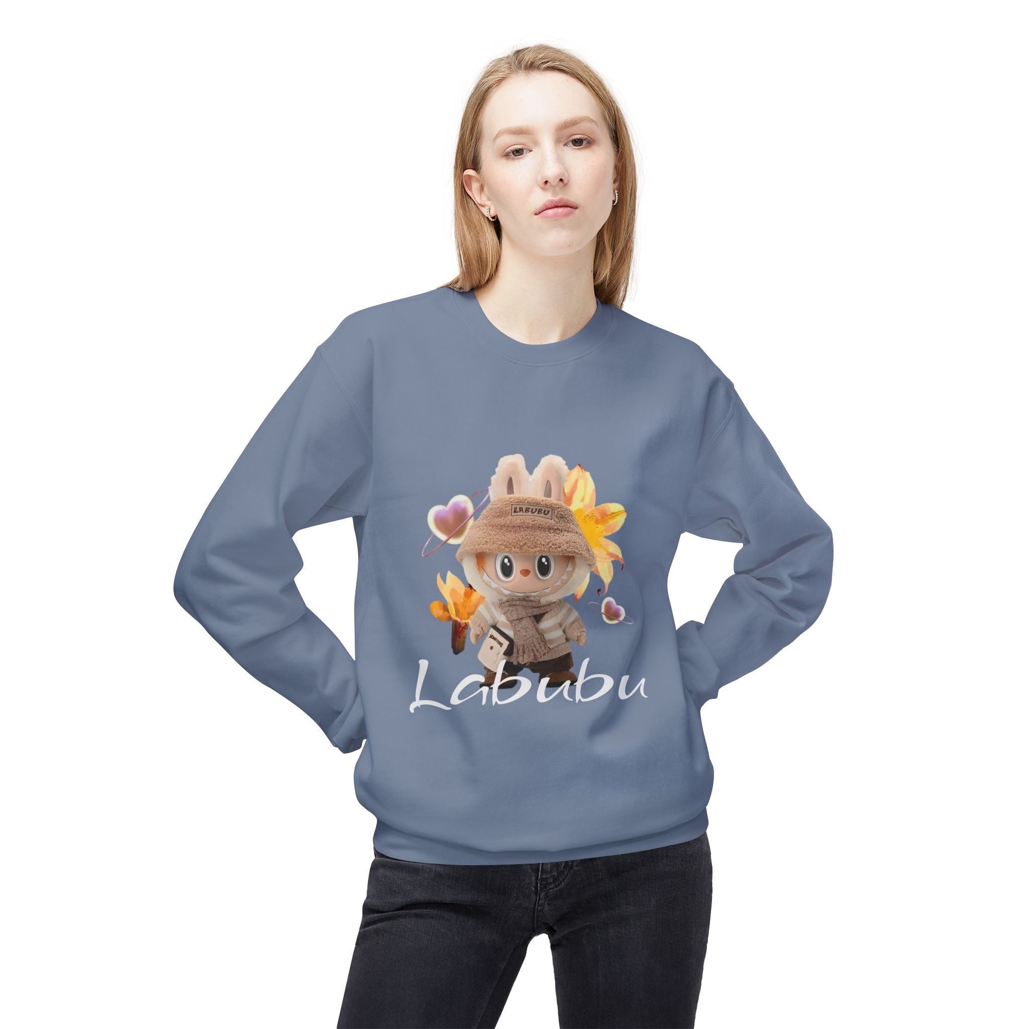 Cute Character Fleece Crewneck Sweatshirt, Spring Sweatshirt, Cute Animal Apparel, Bunny Gift, Cozy Unisex Sweatshirt