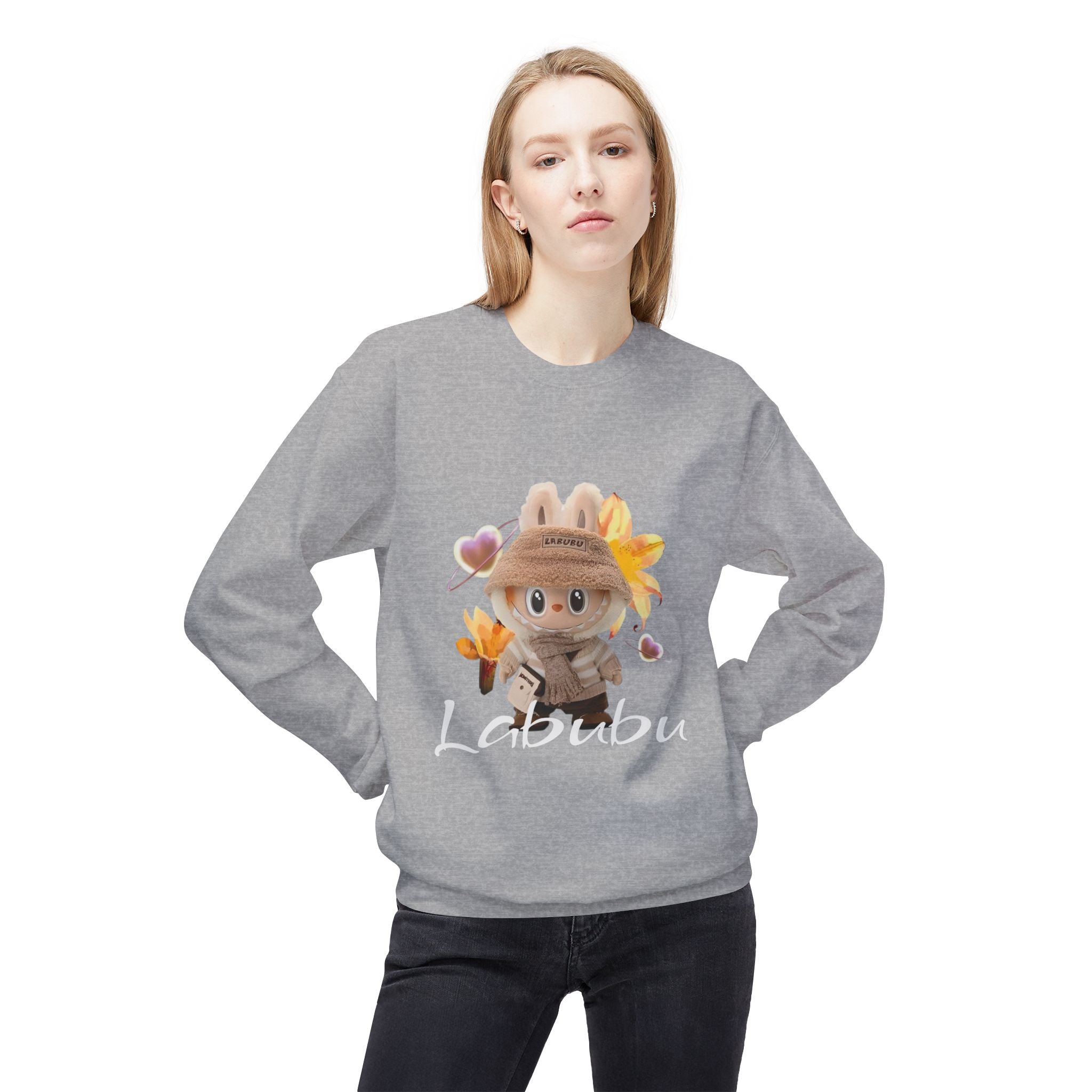 Cute Character Fleece Crewneck Sweatshirt, Spring Sweatshirt, Cute Animal Apparel, Bunny Gift, Cozy Unisex Sweatshirt