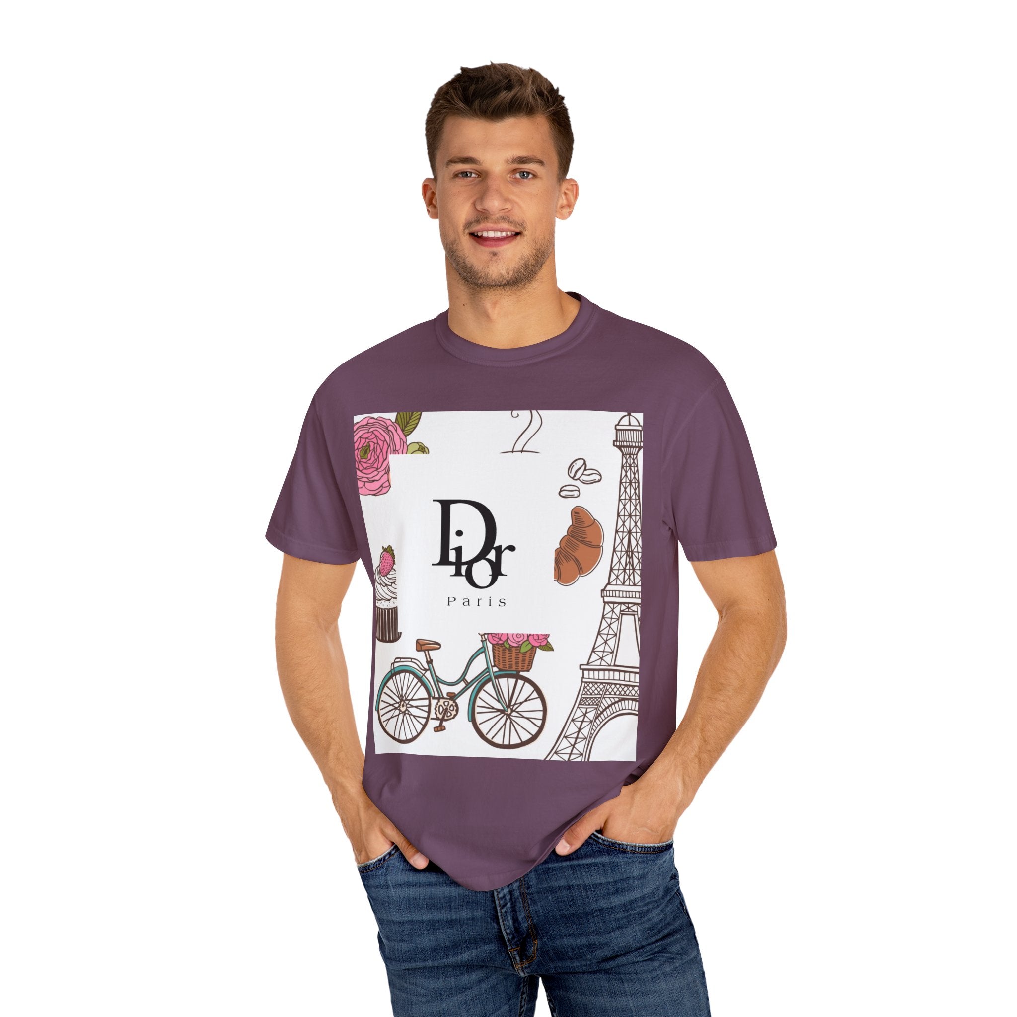Parisian Chic Garment-Dyed T-Shirt with Bicycle and Eiffel Tower Design, Unisex Tee for Travel Lovers, Perfect Gift for Birthdays, [...]