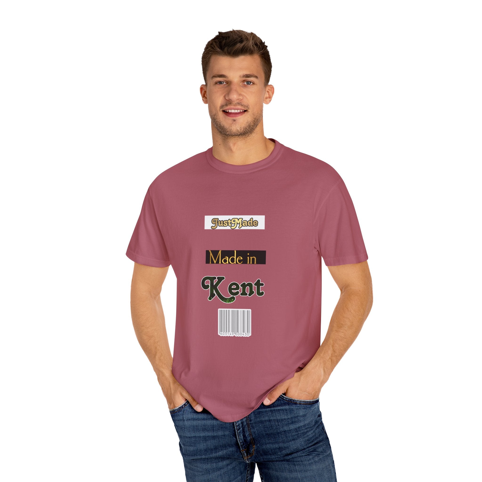 Kent Made Garment-Dyed T-shirt, Unique Gift, Casual Wear, Summer Style, Eco-Friendly Fashion, Handmade in Kent
