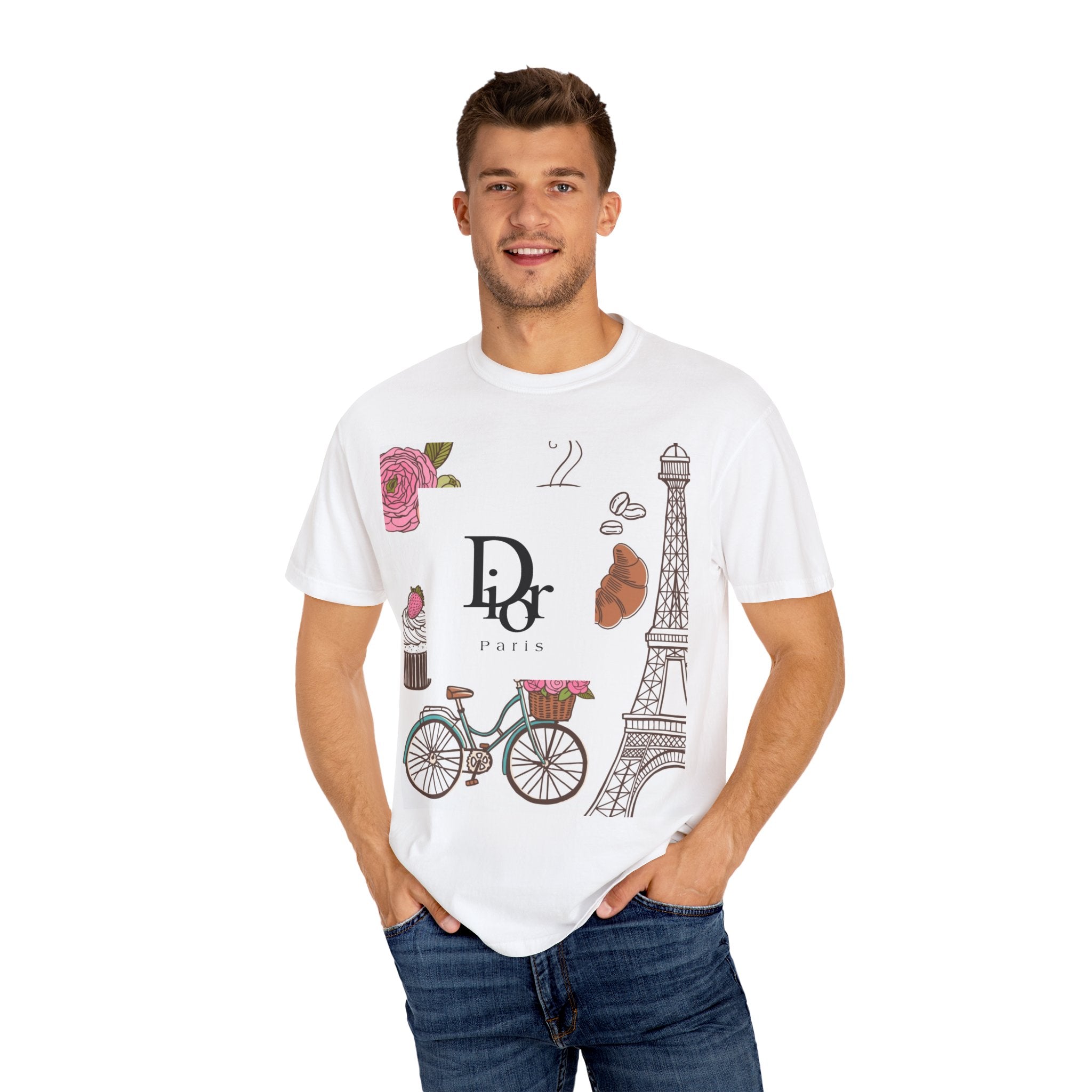 Parisian Chic Garment-Dyed T-Shirt with Bicycle and Eiffel Tower Design, Unisex Tee for Travel Lovers, Perfect Gift for Birthdays, [...]