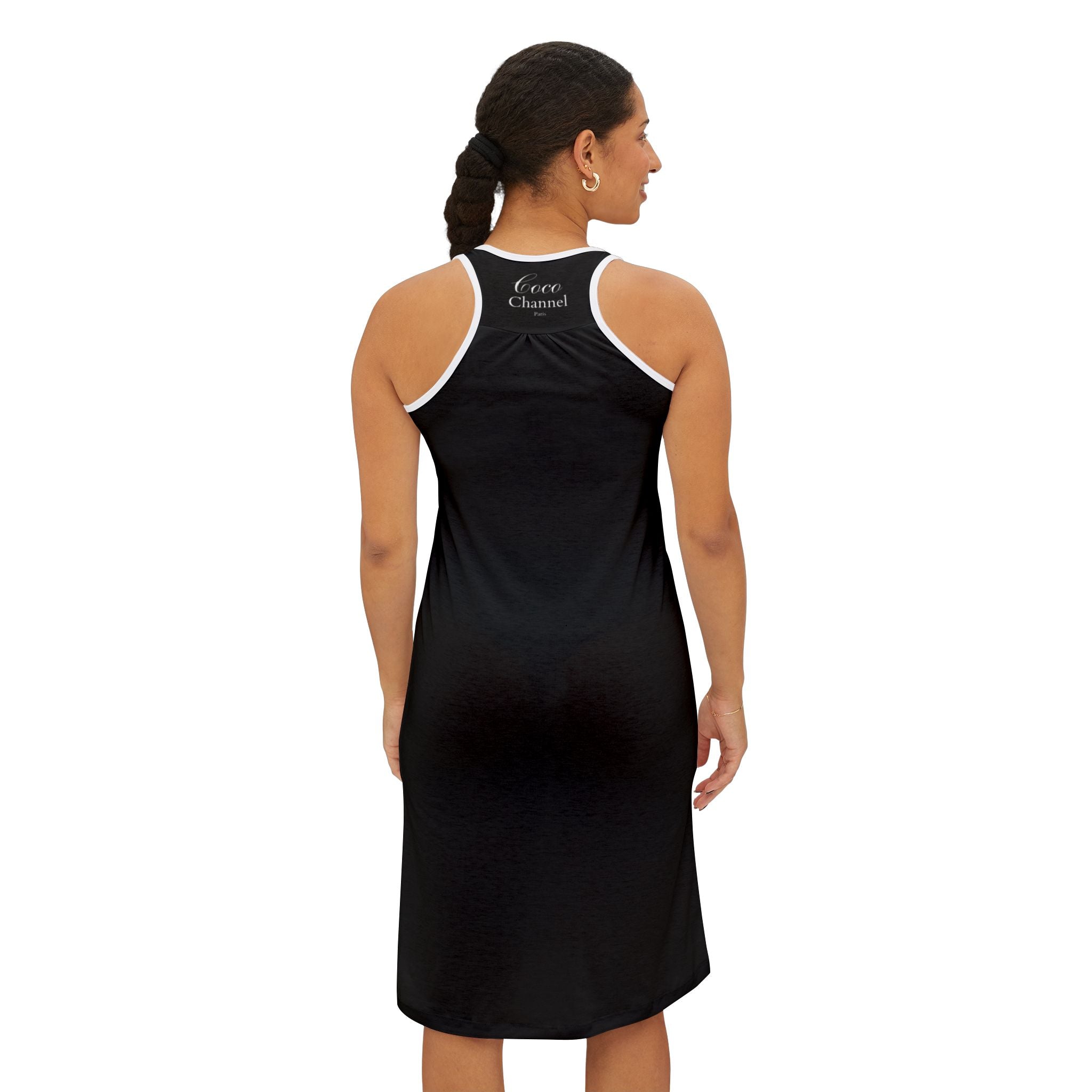 Coco Channel Women's Racerback Dress, Casual Summer Dress, Fashionable Lounge Wear, Beach Cover-Up, Perfect for Day Trips