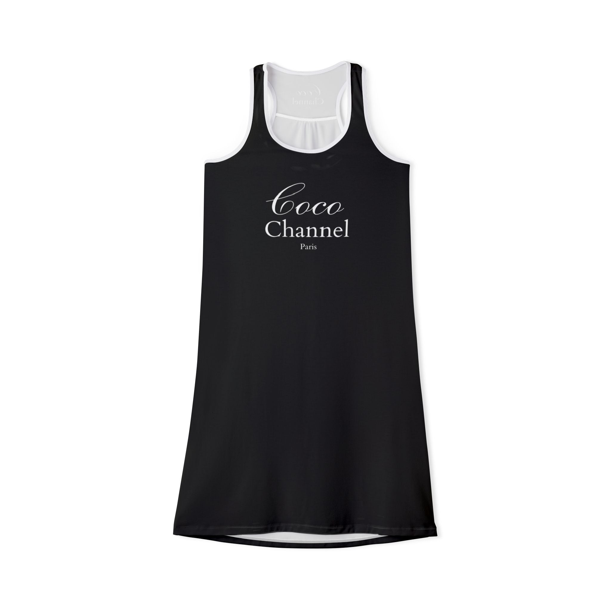 Coco Channel Women's Racerback Dress, Casual Summer Dress, Fashionable Lounge Wear, Beach Cover-Up, Perfect for Day Trips