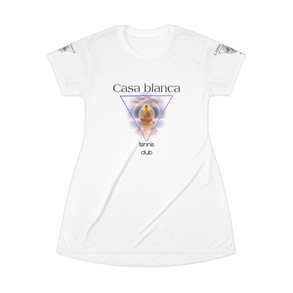 Stylish Casa Blanca T-Shirt Dress, Casual Summer Dress, Bohemian Vibes, Perfect for Parties, Tennis Lovers, Fashion-forward Outfit
