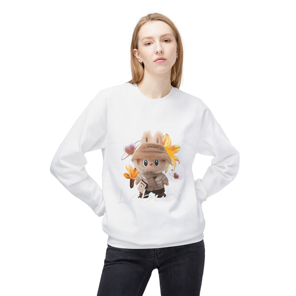 Cute Character Fleece Crewneck Sweatshirt, Spring Sweatshirt, Cute Animal Apparel, Bunny Gift, Cozy Unisex Sweatshirt