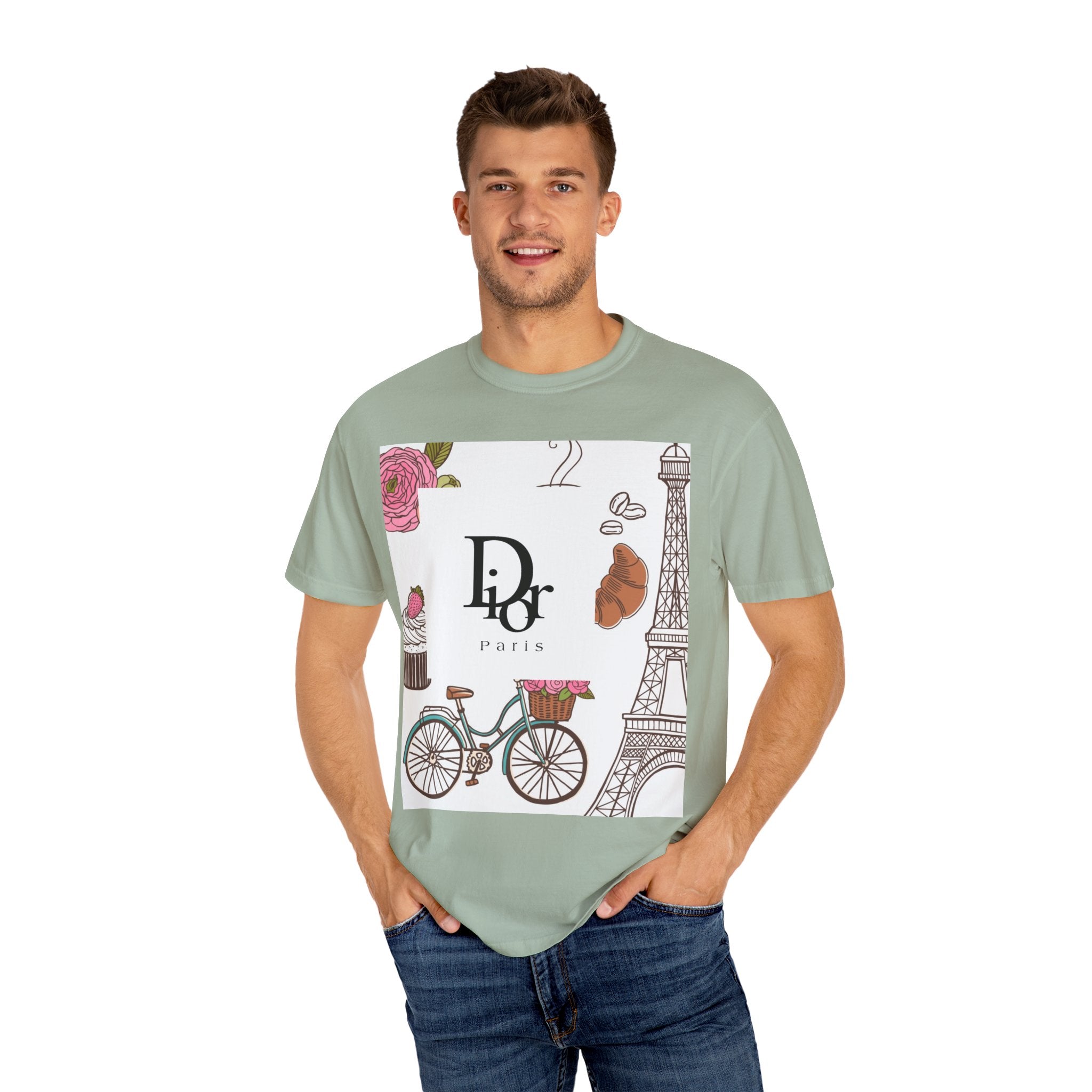Parisian Chic Garment-Dyed T-Shirt with Bicycle and Eiffel Tower Design, Unisex Tee for Travel Lovers, Perfect Gift for Birthdays, [...]