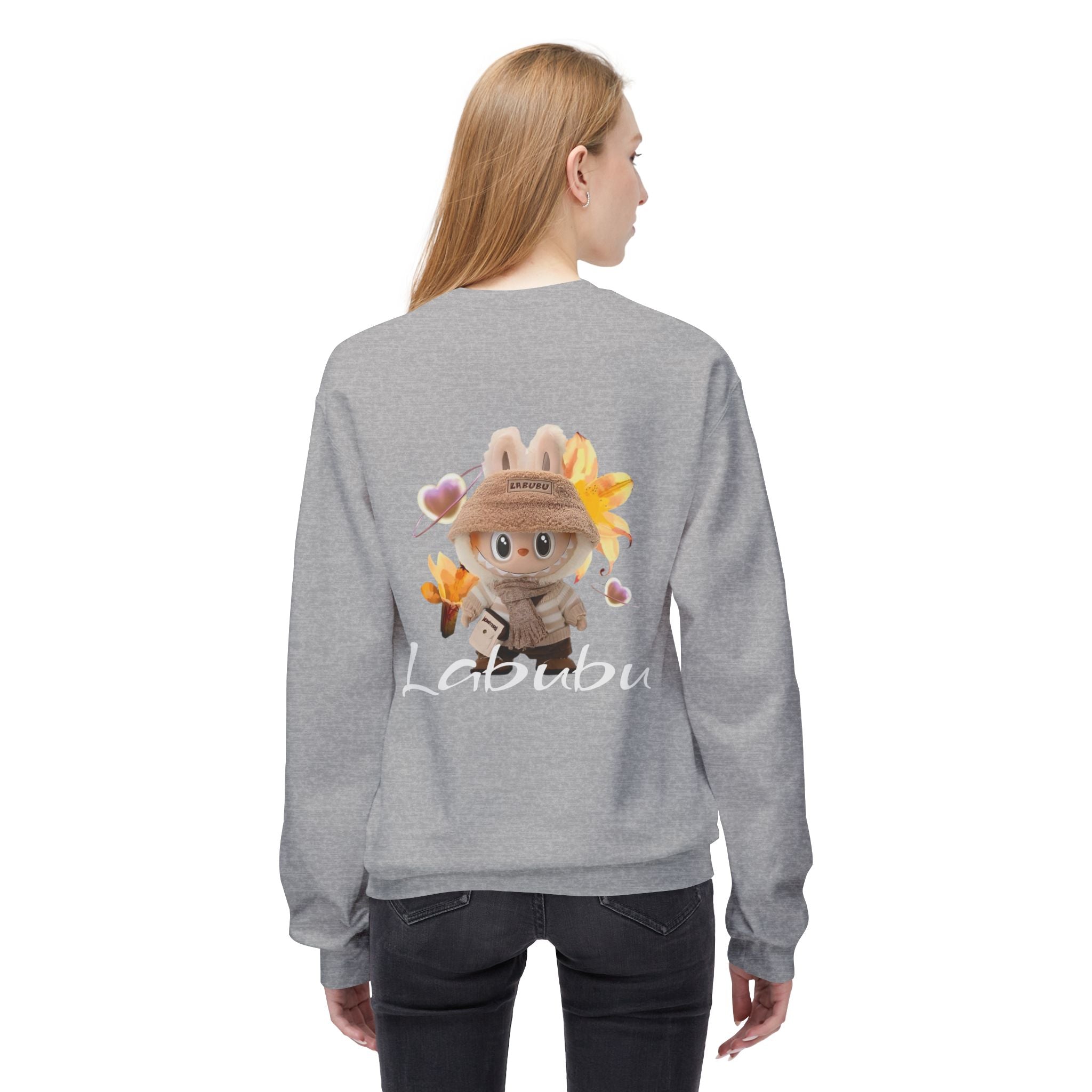 Cute Character Fleece Crewneck Sweatshirt, Spring Sweatshirt, Cute Animal Apparel, Bunny Gift, Cozy Unisex Sweatshirt