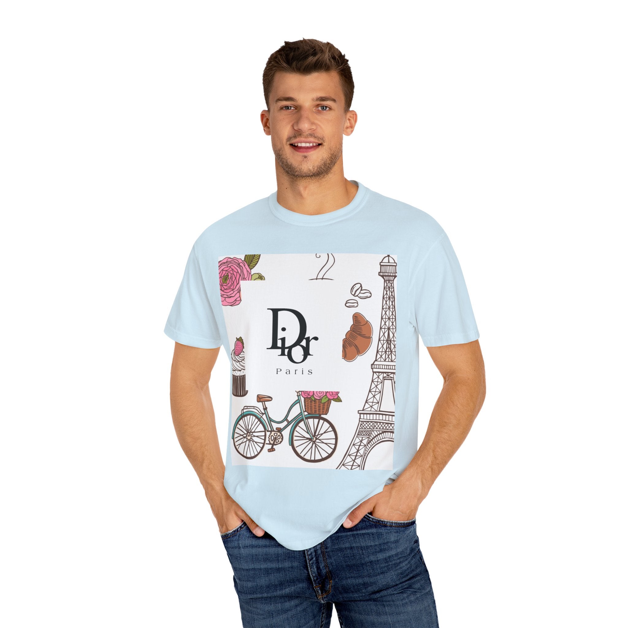 Parisian Chic Garment-Dyed T-Shirt with Bicycle and Eiffel Tower Design, Unisex Tee for Travel Lovers, Perfect Gift for Birthdays, [...]