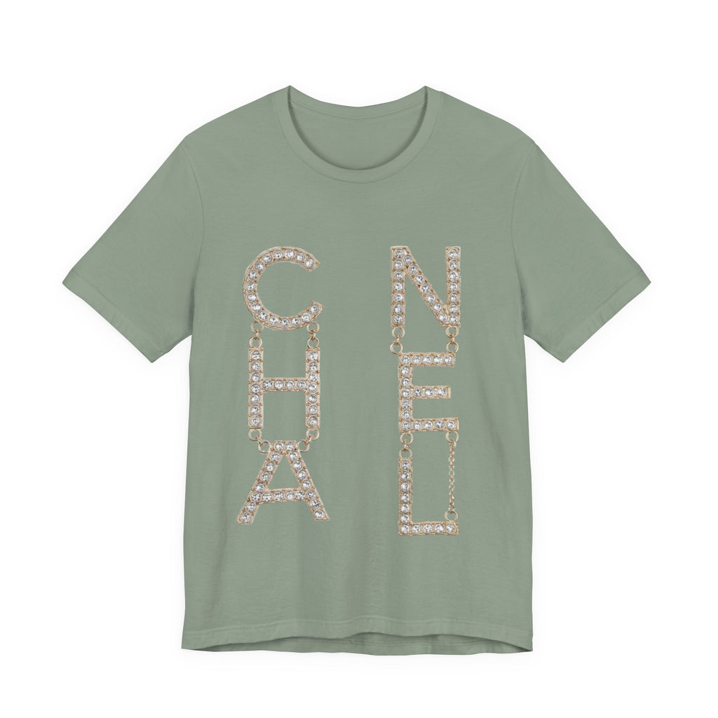 Chic Short Sleeve Tee with Designer-Inspired Text, Trendy Streetwear, Fashion Statement, Gift for Fashion Lovers, Casual Wear, [...]